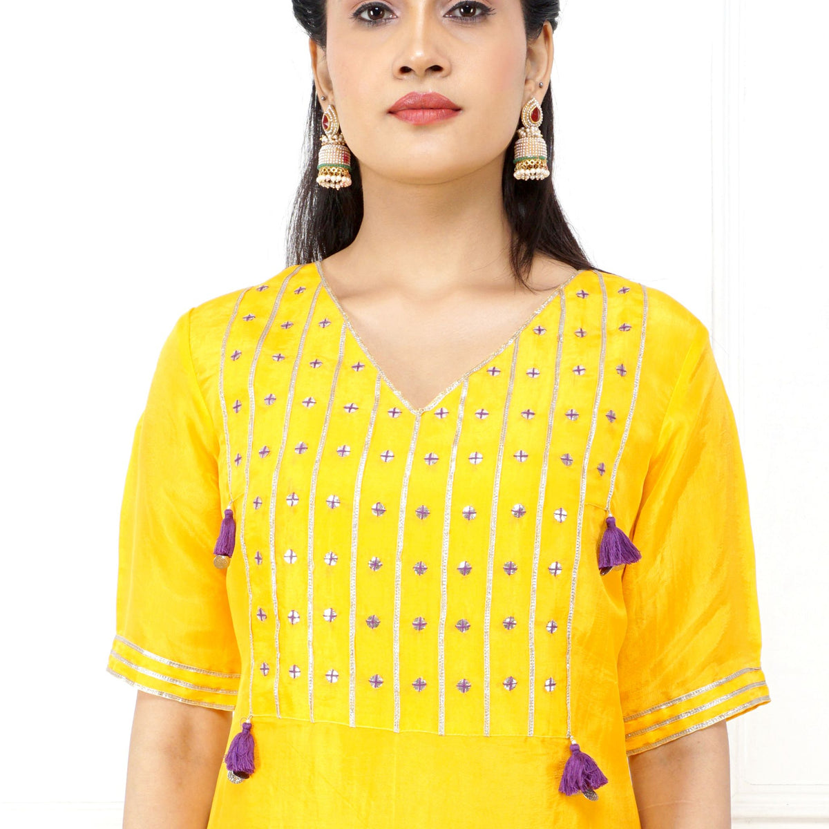 Buy Yellow Silk Kurta Set for Women  SEEDS OF FUSION