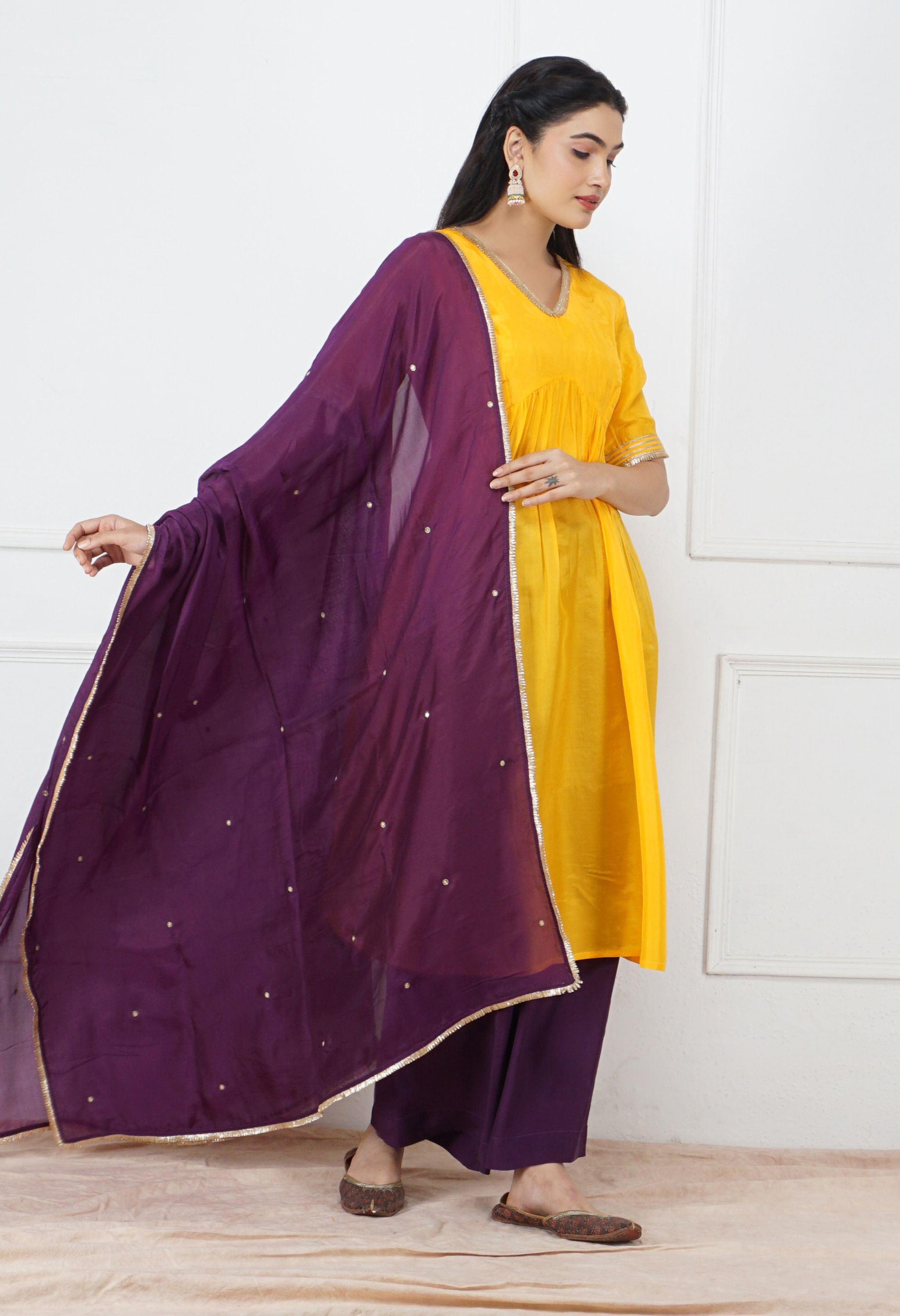 Mango Peela Silk Dupatta Set | Mango Yellow Dupatta