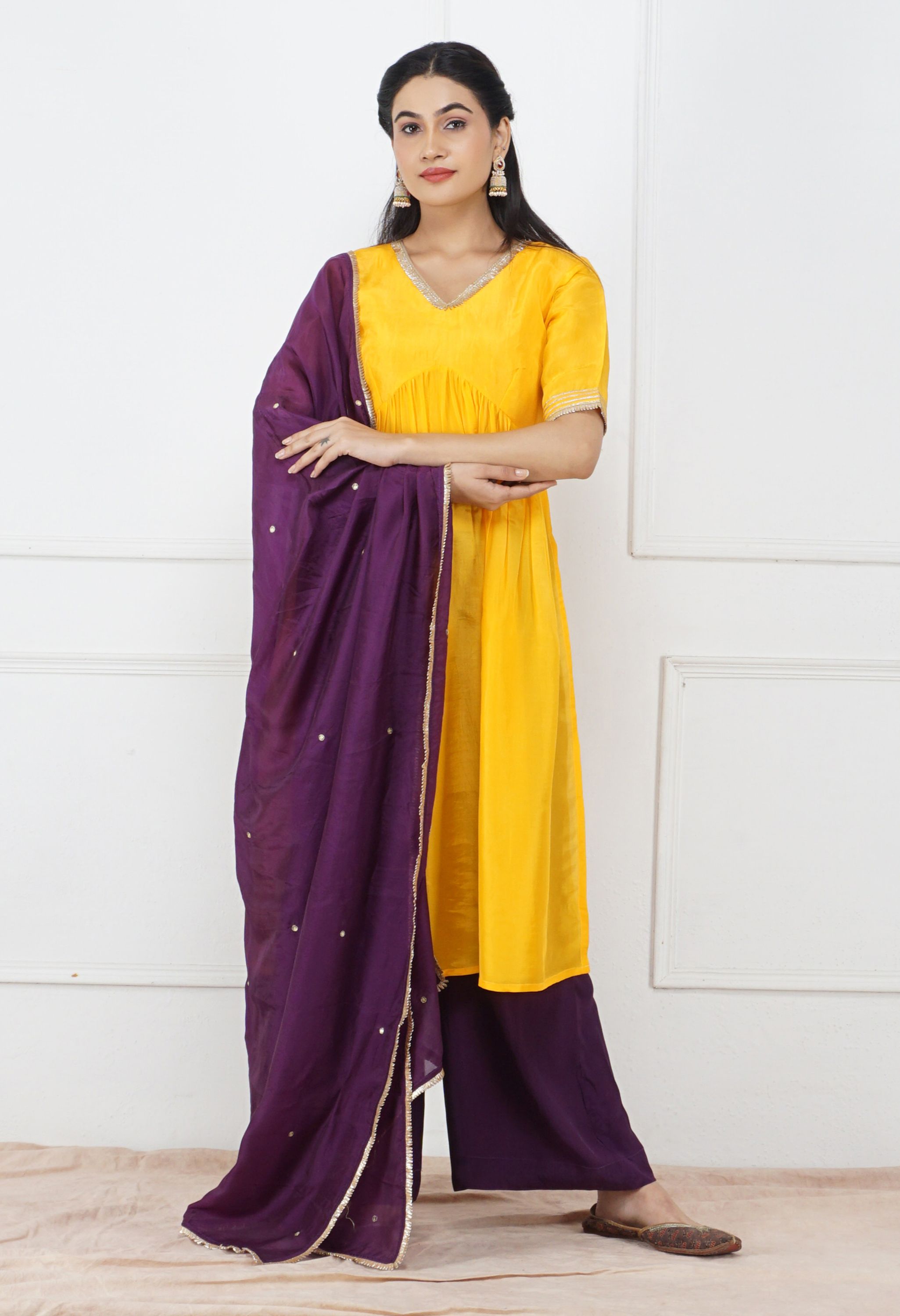 Mango Peela Silk Dupatta Set | Mango Yellow Dupatta
