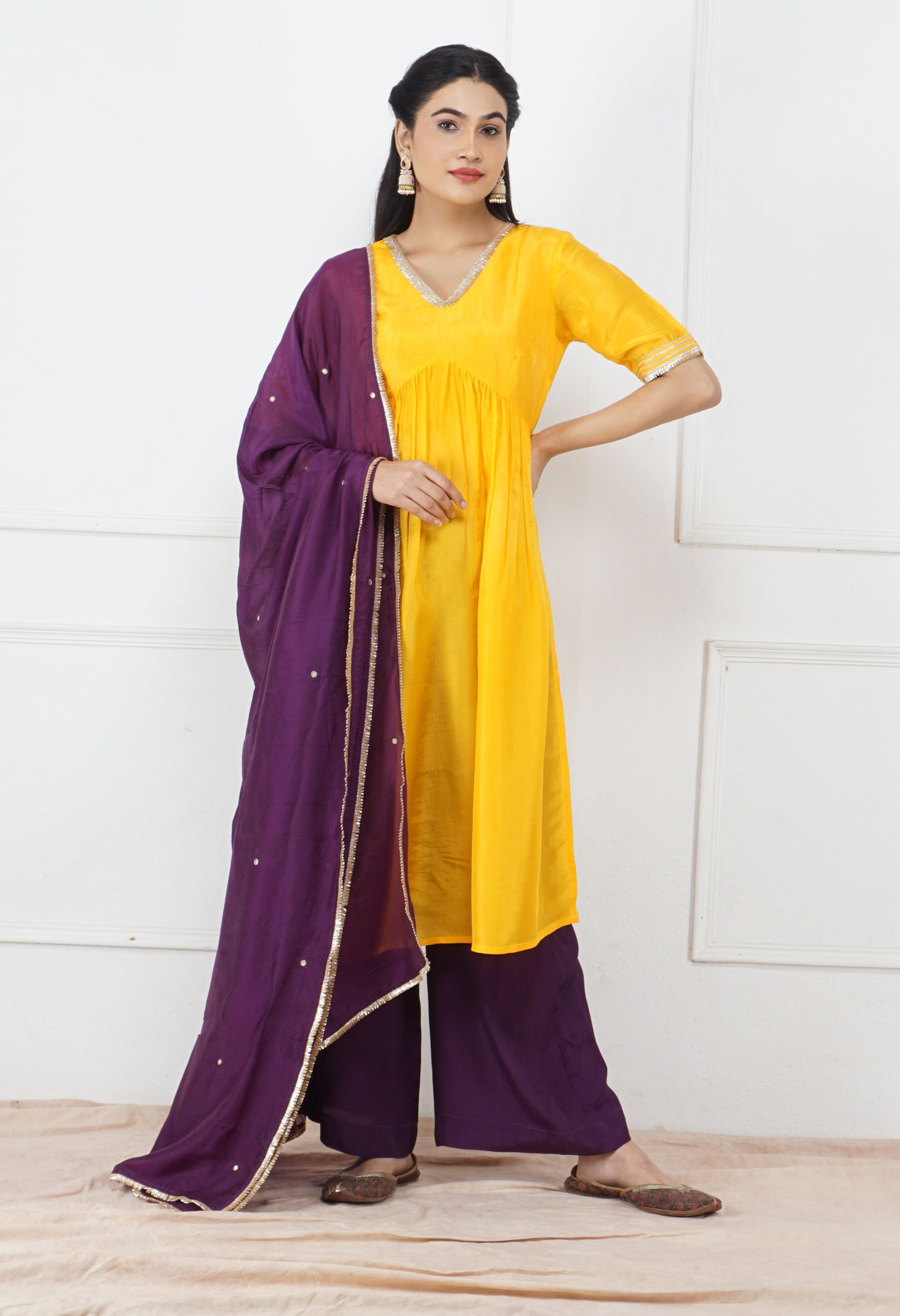 Mango Peela Silk Dupatta Set | Mango Yellow Dupatta