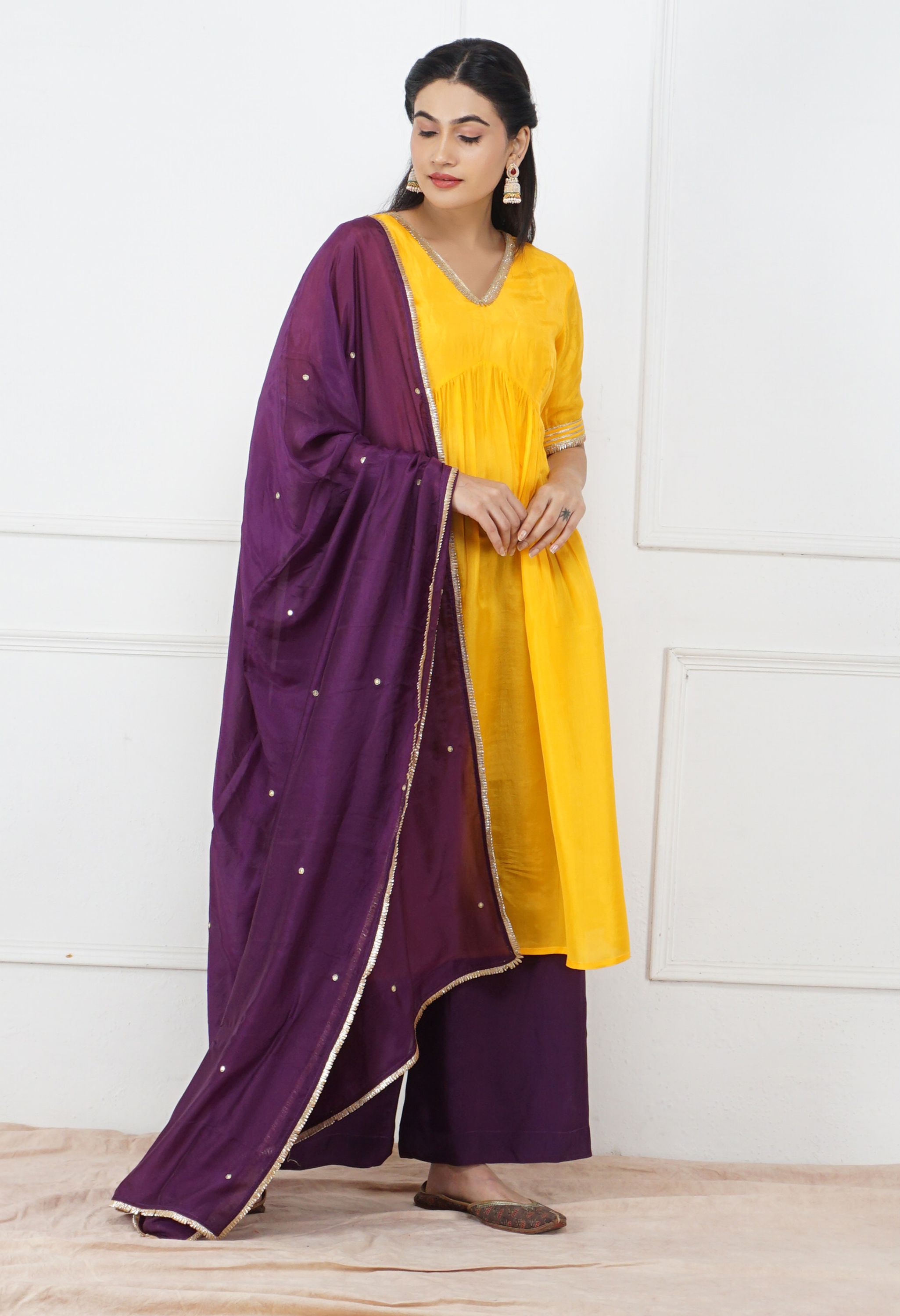 Mango Peela Silk Dupatta Set | Mango Yellow Dupatta