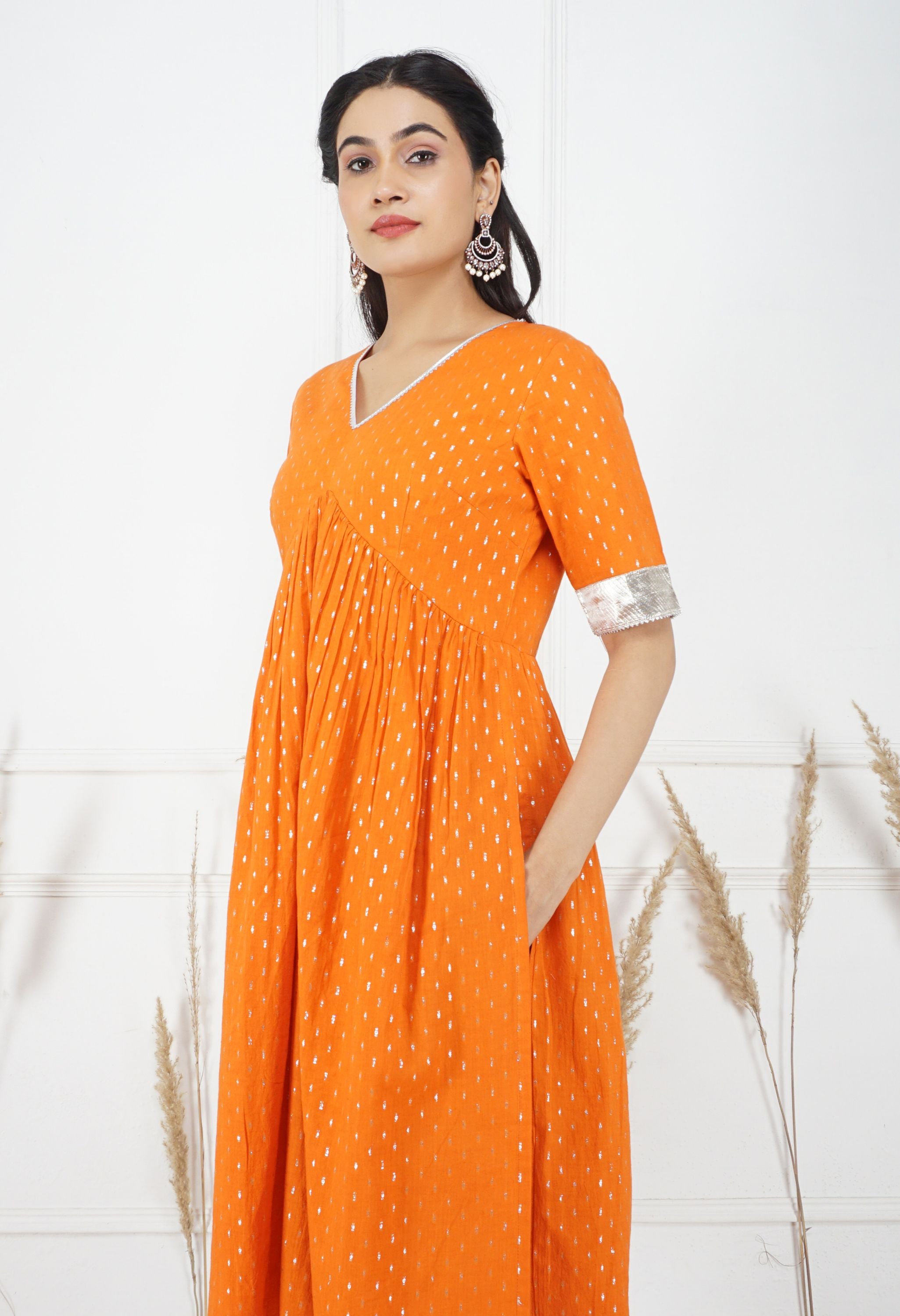 Narangi Lurex Kurta Set | Narangi  Kurta Set
