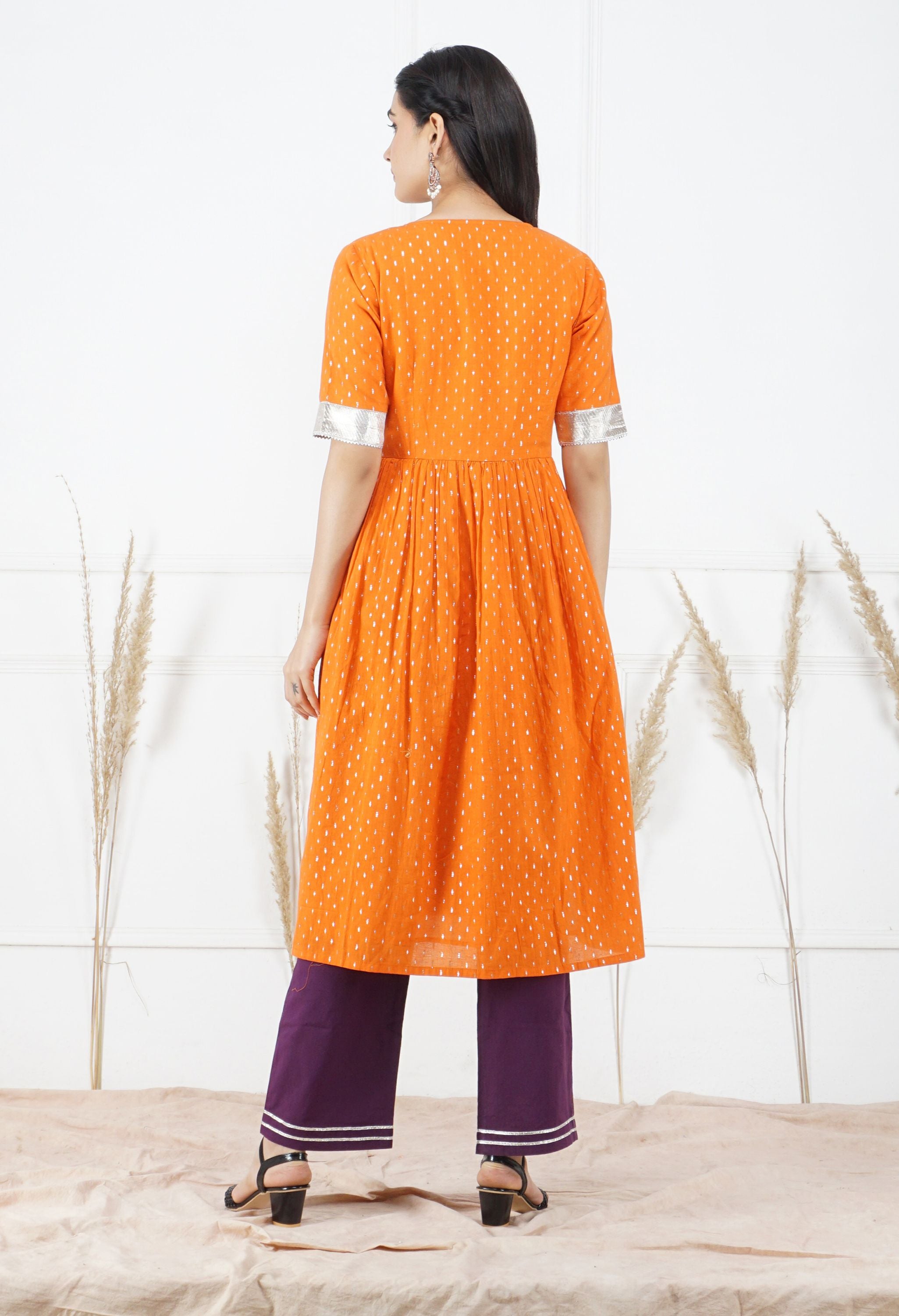 Narangi Lurex Kurta Set | Narangi  Kurta Set