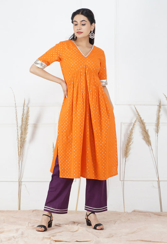 kesariya-lurex-dupatta-set-|-orange-kurta-set-with-dupatta