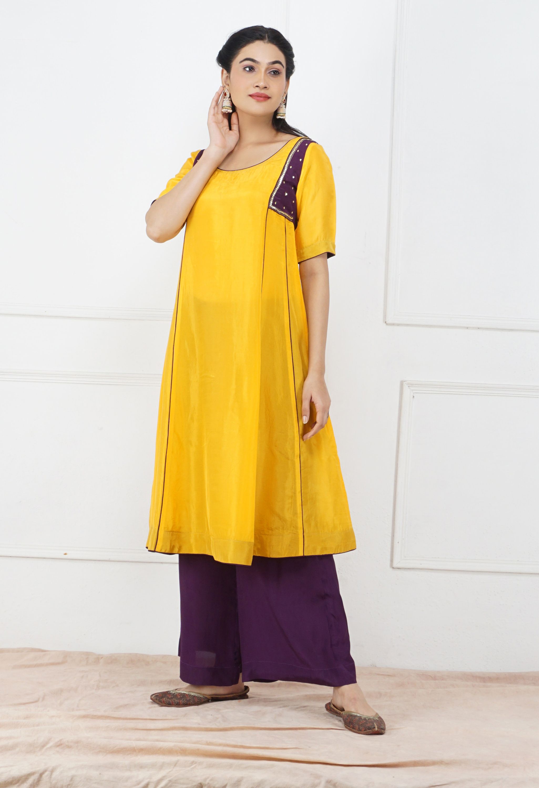 Yellow Silk Kurta Set | Yellow Kurta Sets for Women