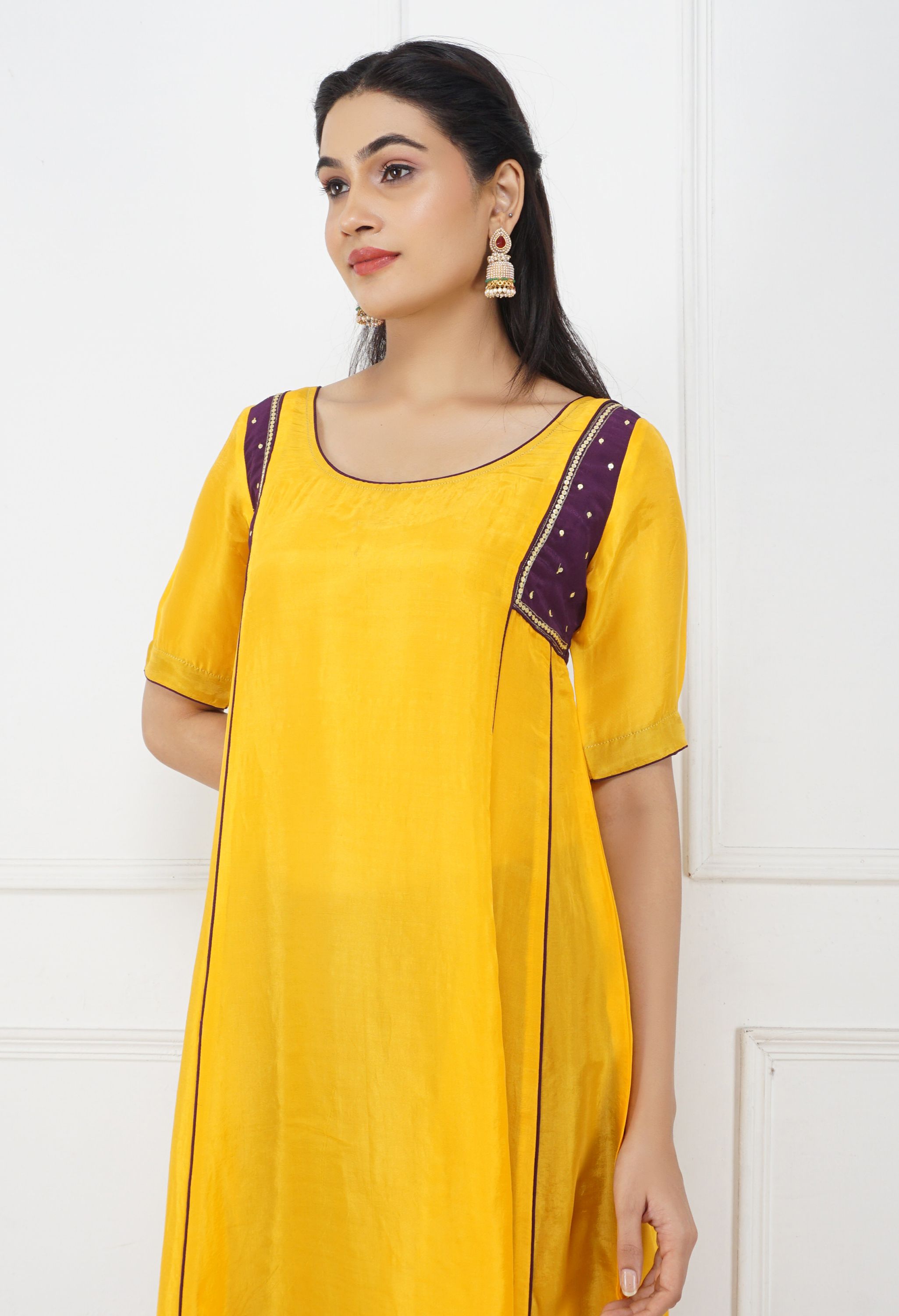 Yellow Silk Kurta Set | Yellow Kurta Sets for Women