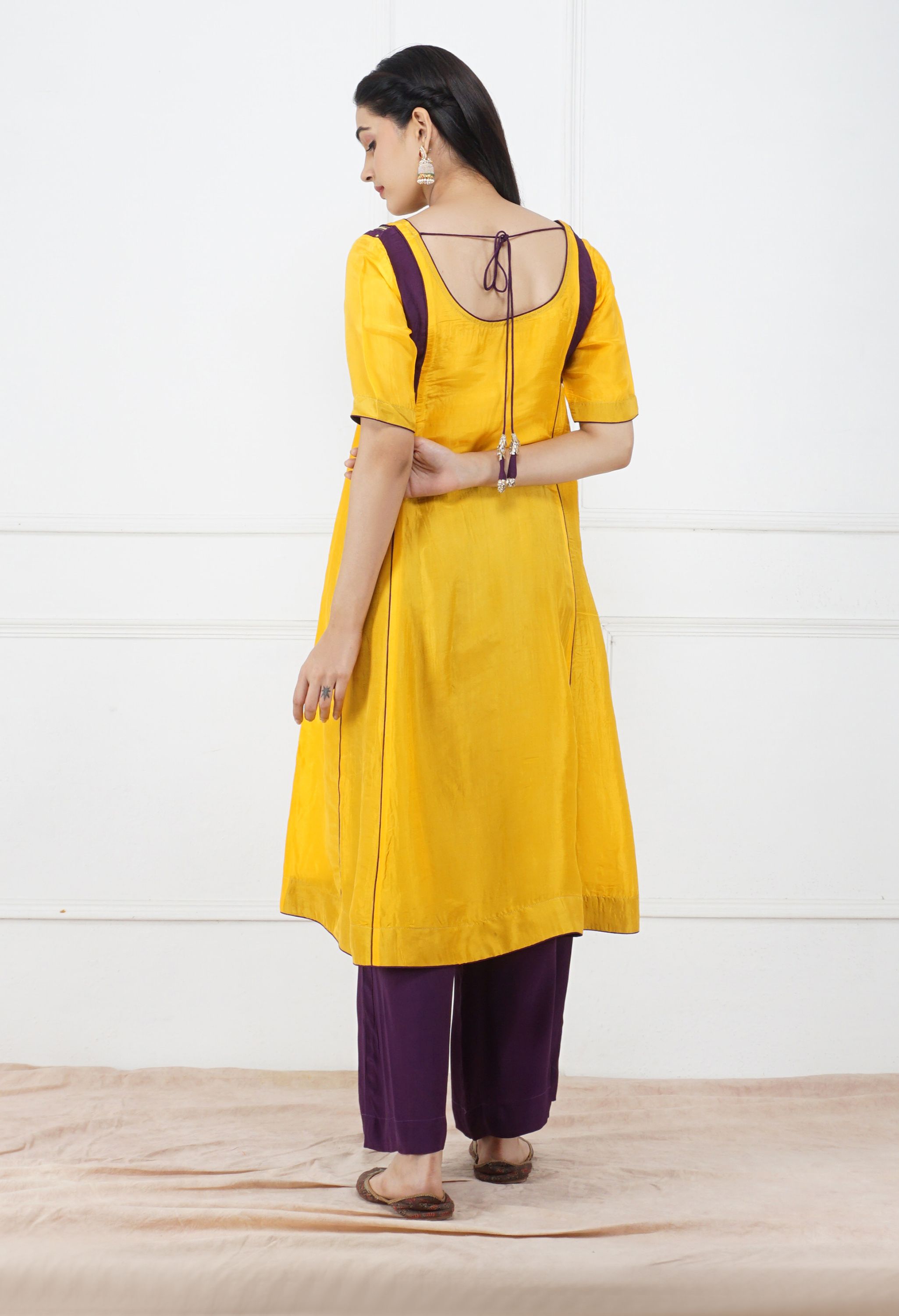 Yellow Silk Kurta Set | Yellow Kurta Sets for Women