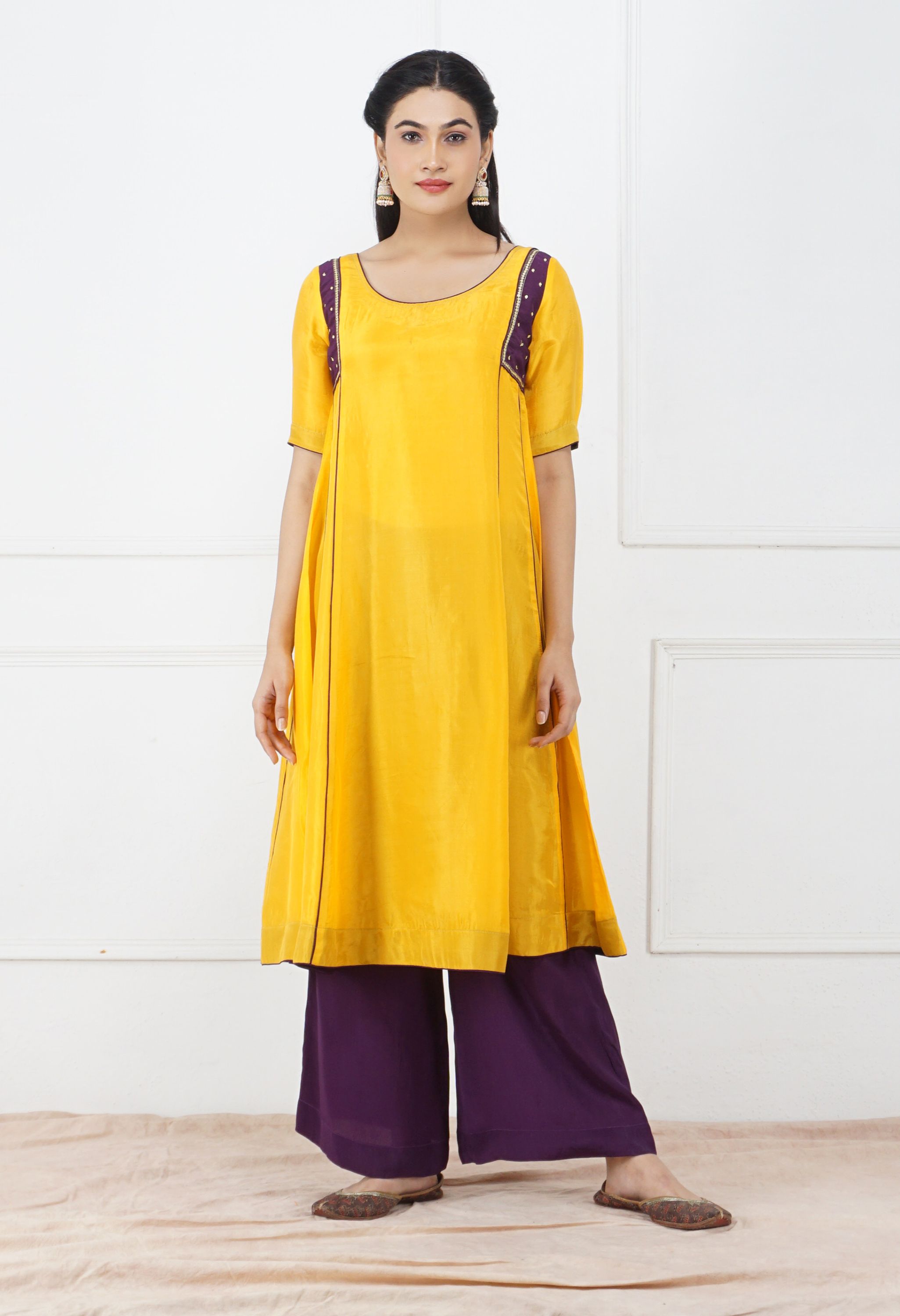 Yellow Silk Kurta Set | Yellow Kurta Sets for Women