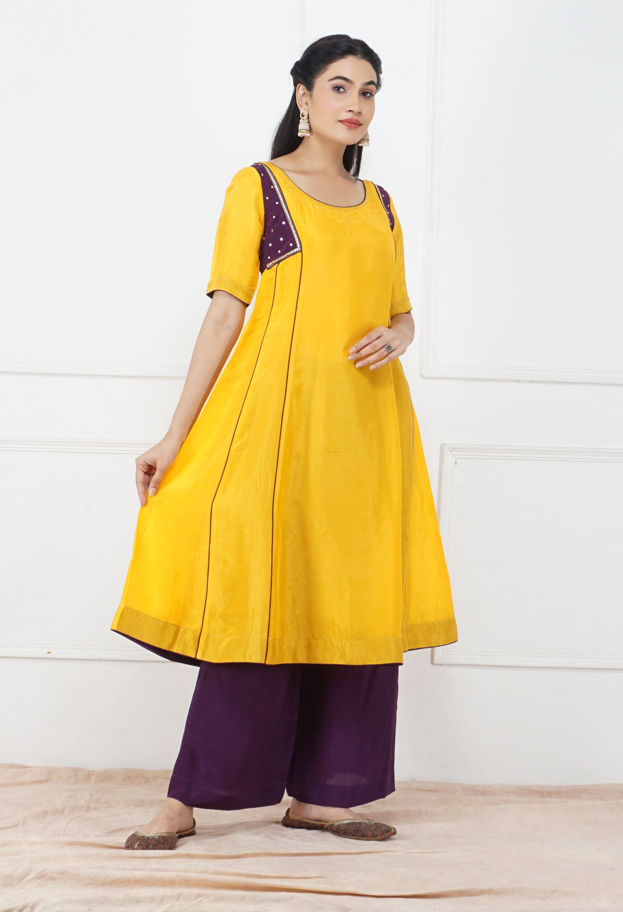 Yellow Silk Kurta Set | Yellow Kurta Sets for Women