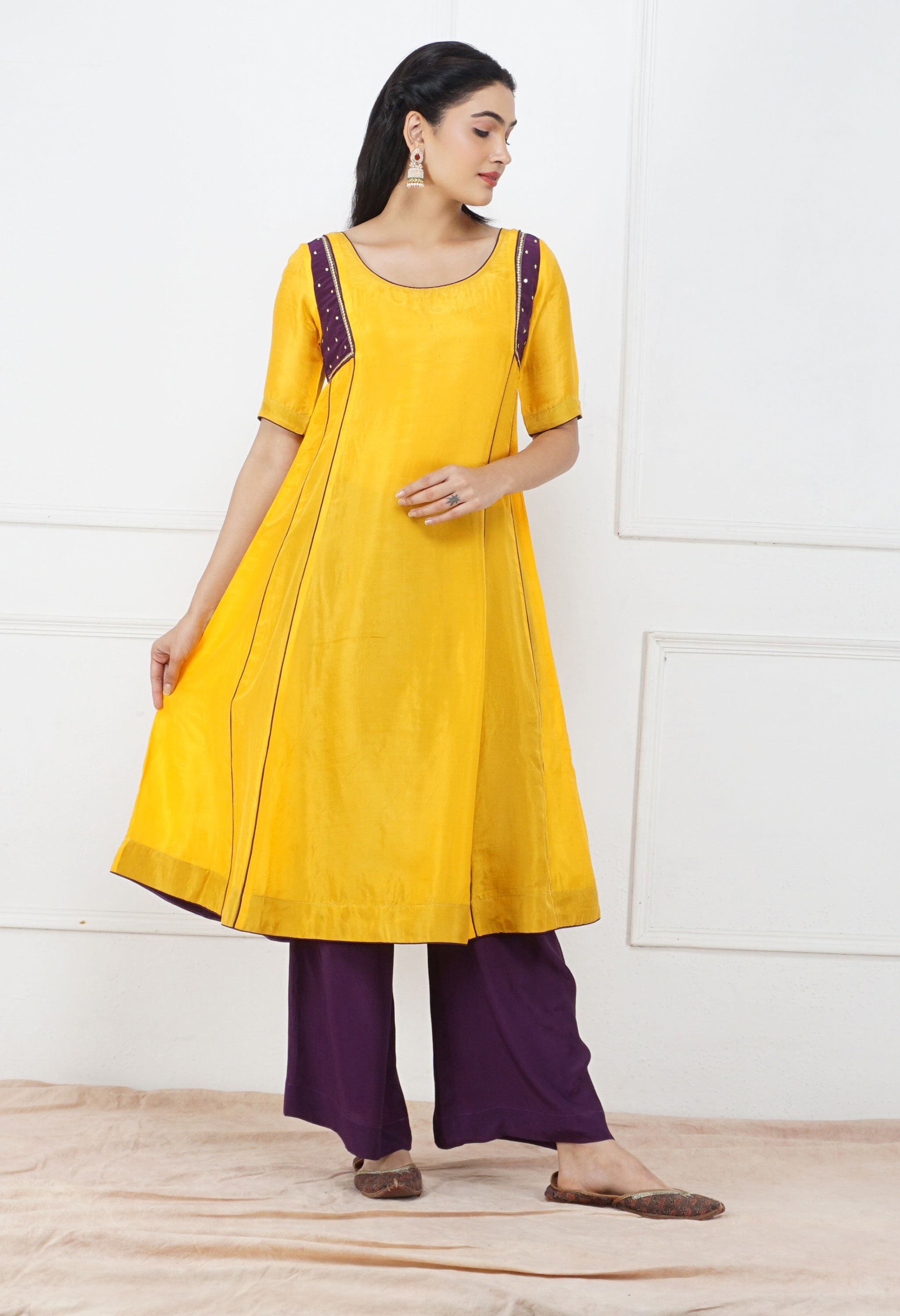 Yellow Silk Kurta Set | Yellow Kurta Sets for Women