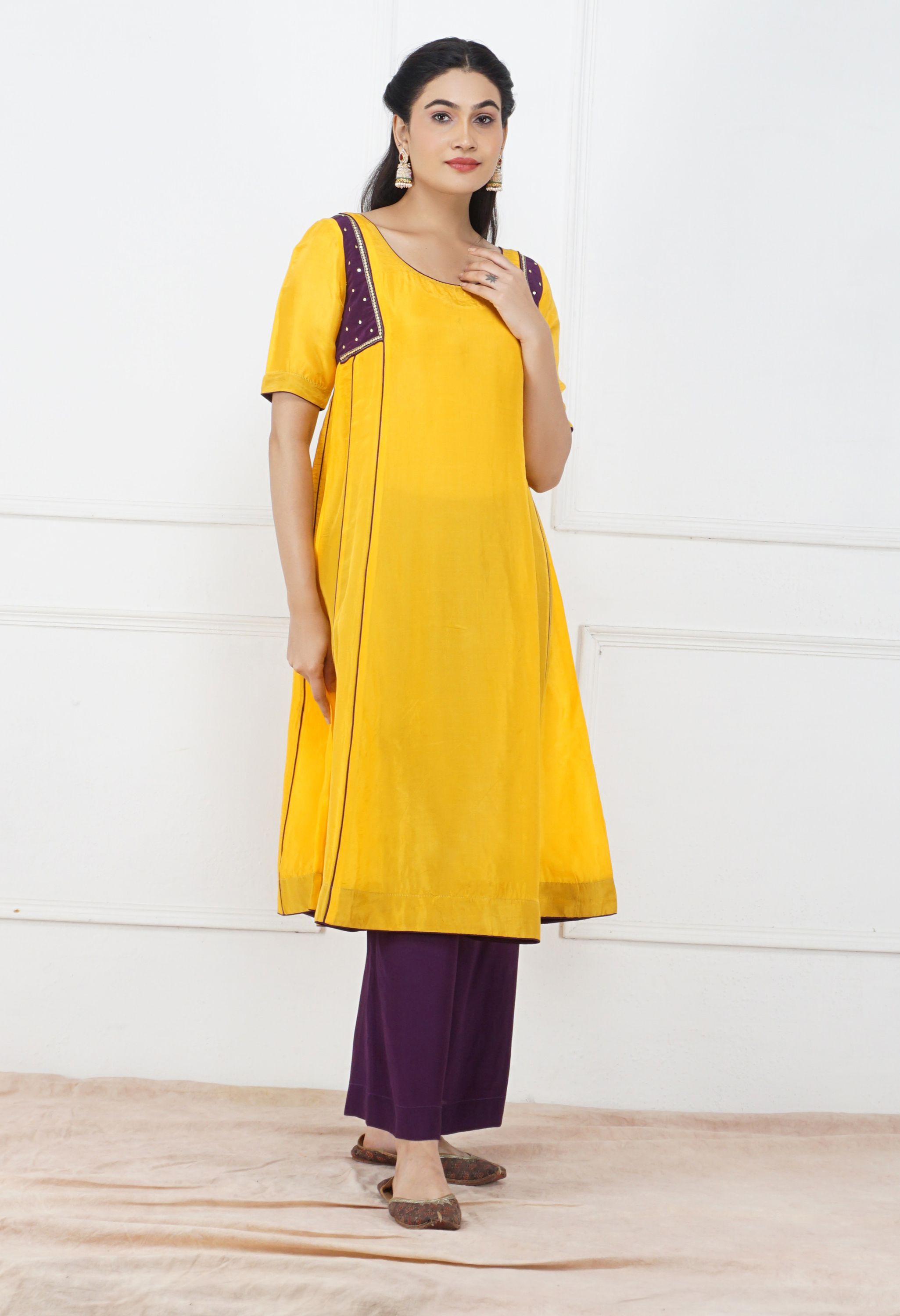 Yellow Silk Kurta Set | Yellow Kurta Sets for Women