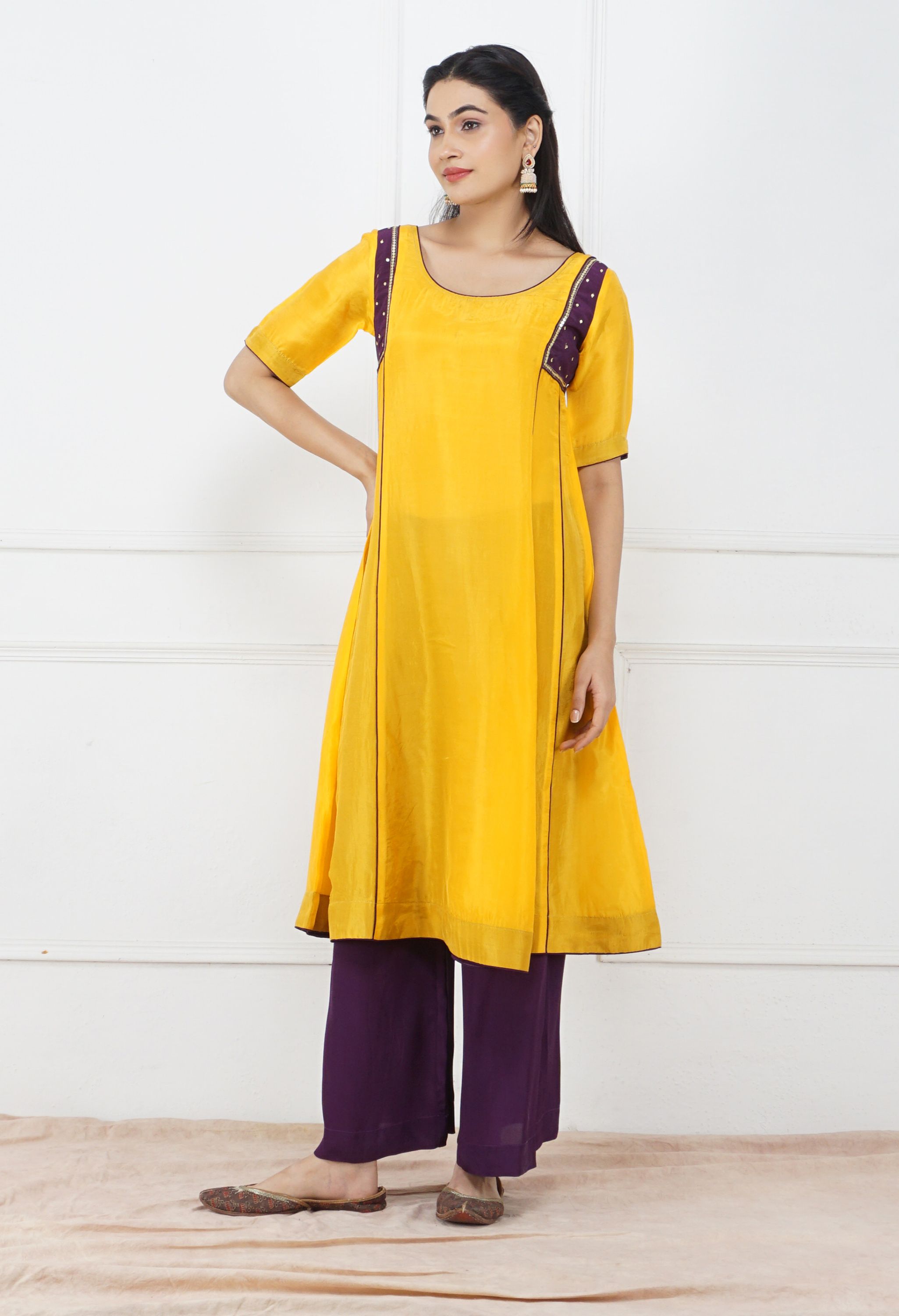 Yellow Silk Kurta Set | Yellow Kurta Sets for Women