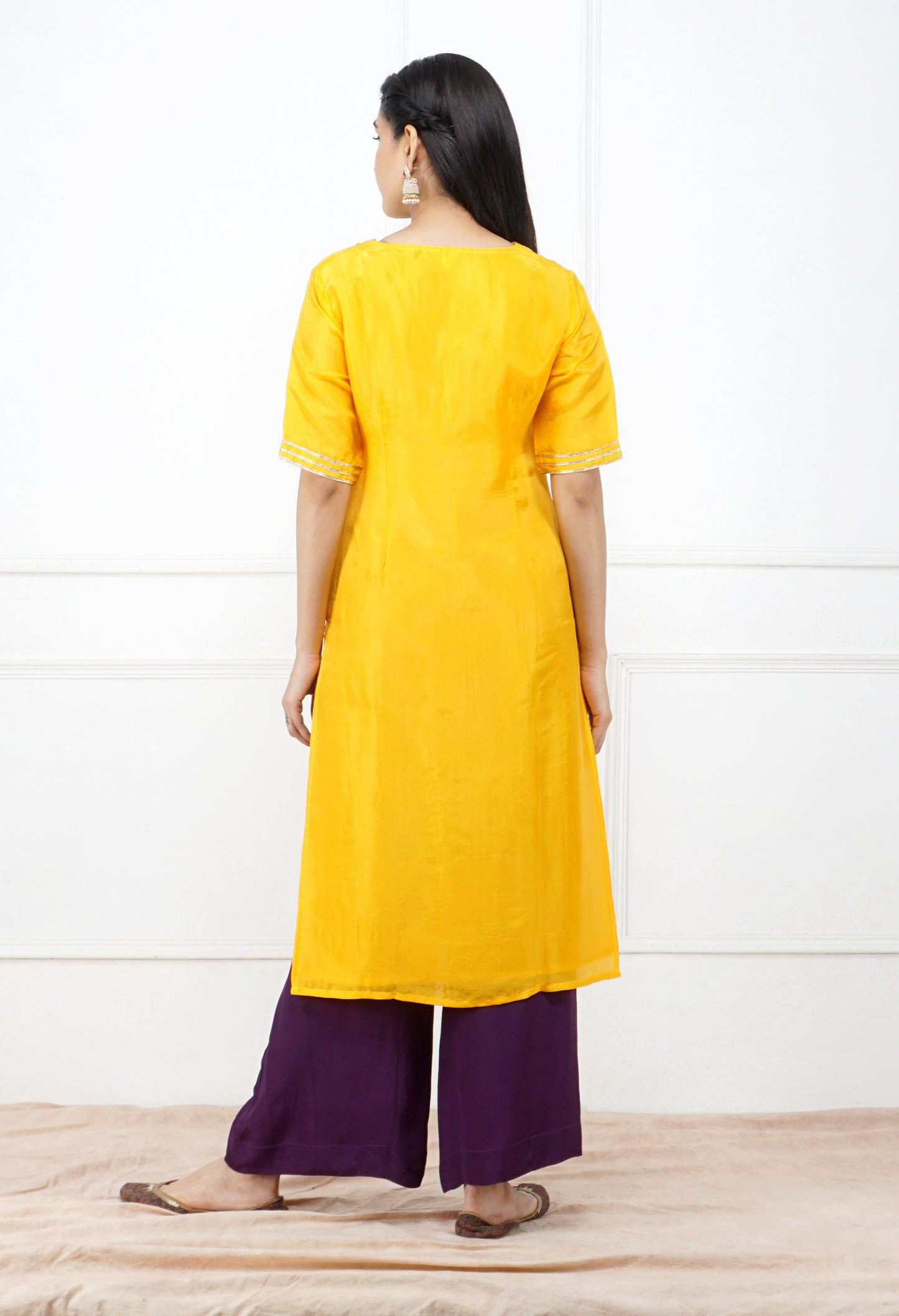 Peela Silk Kurta Set | Yellow Silk Kurti Set for Women