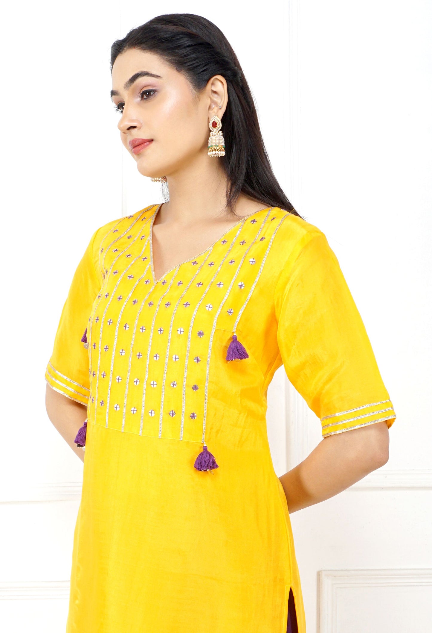 Peela Silk Kurta Set | Yellow Silk Kurti Set for Women