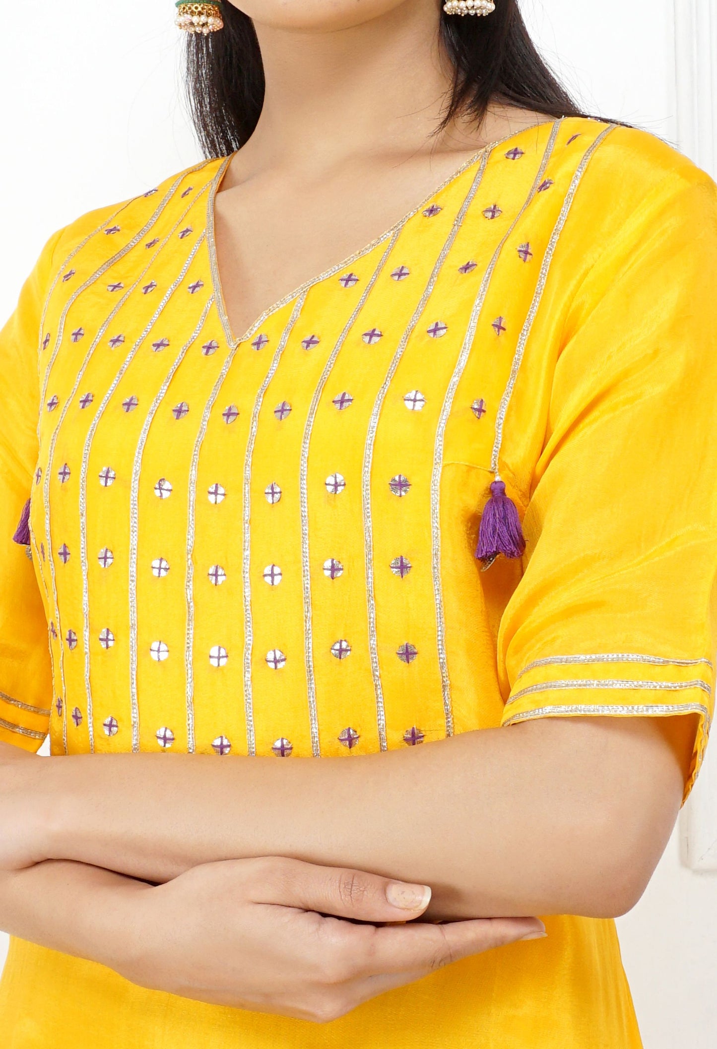 Peela Silk Kurta Set | Yellow Silk Kurti Set for Women