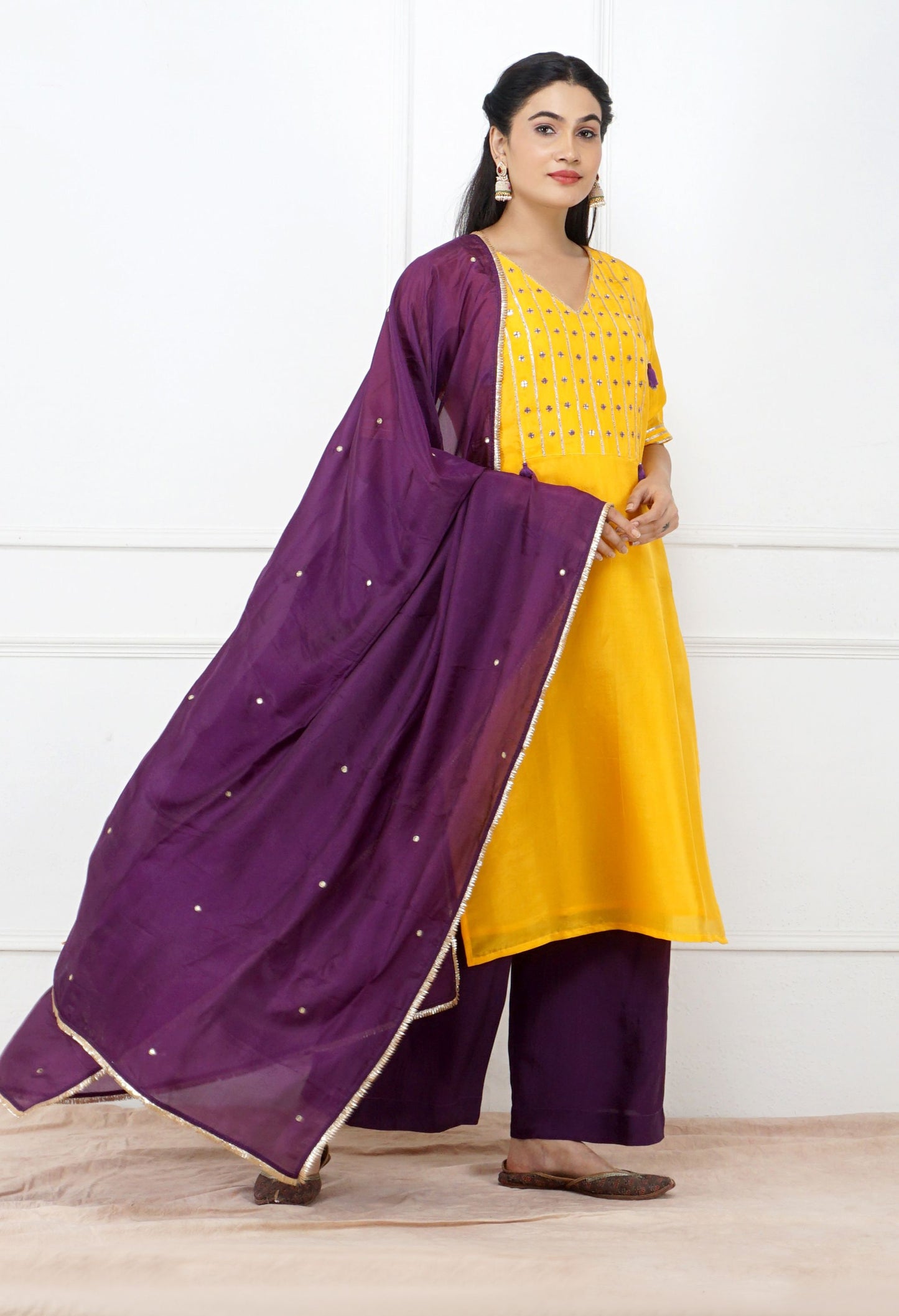 Peela Silk Kurta Set | Yellow Silk Kurti Set for Women