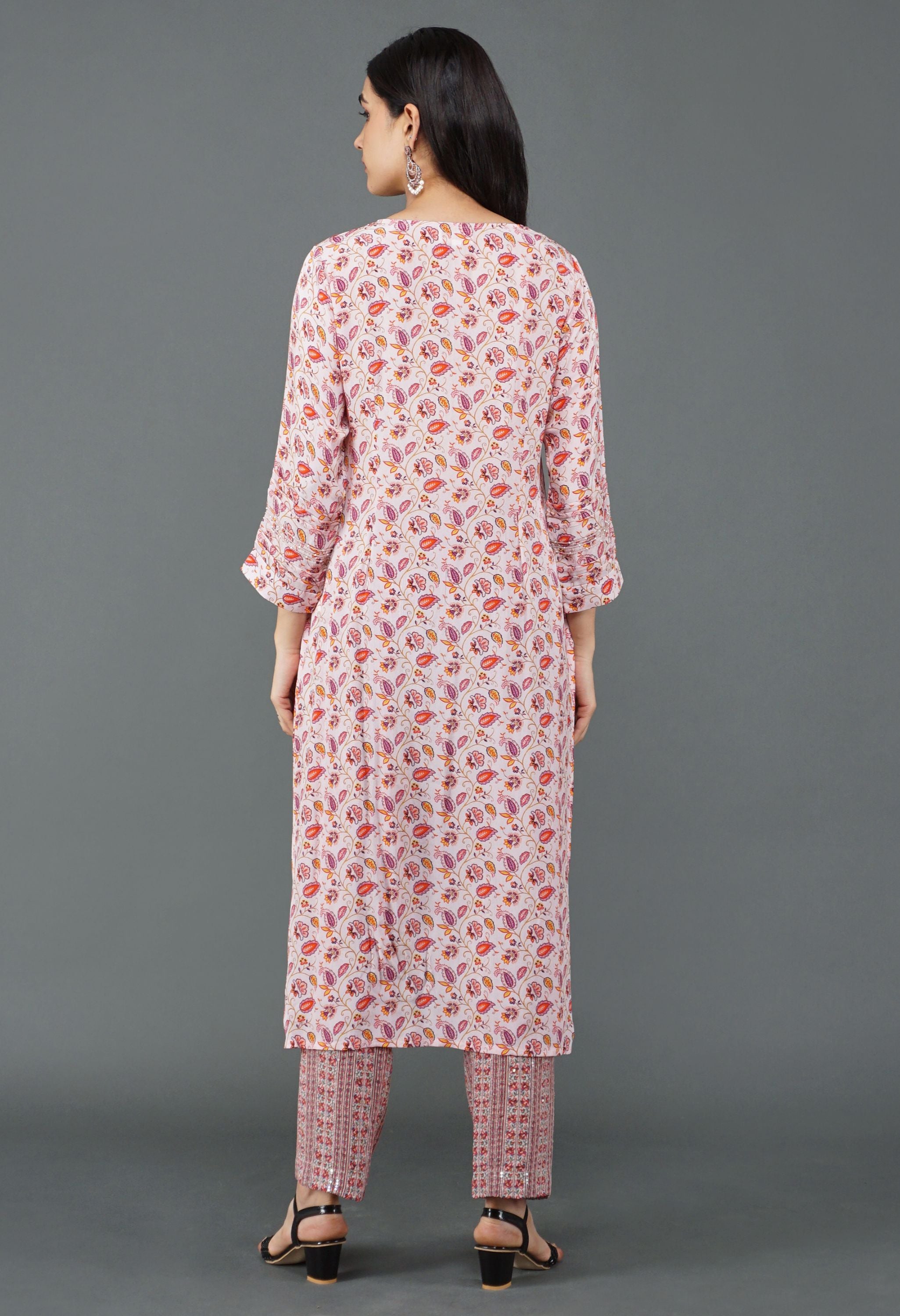 Soft Pink Print Kurta Set | Print Kurta Set for Women