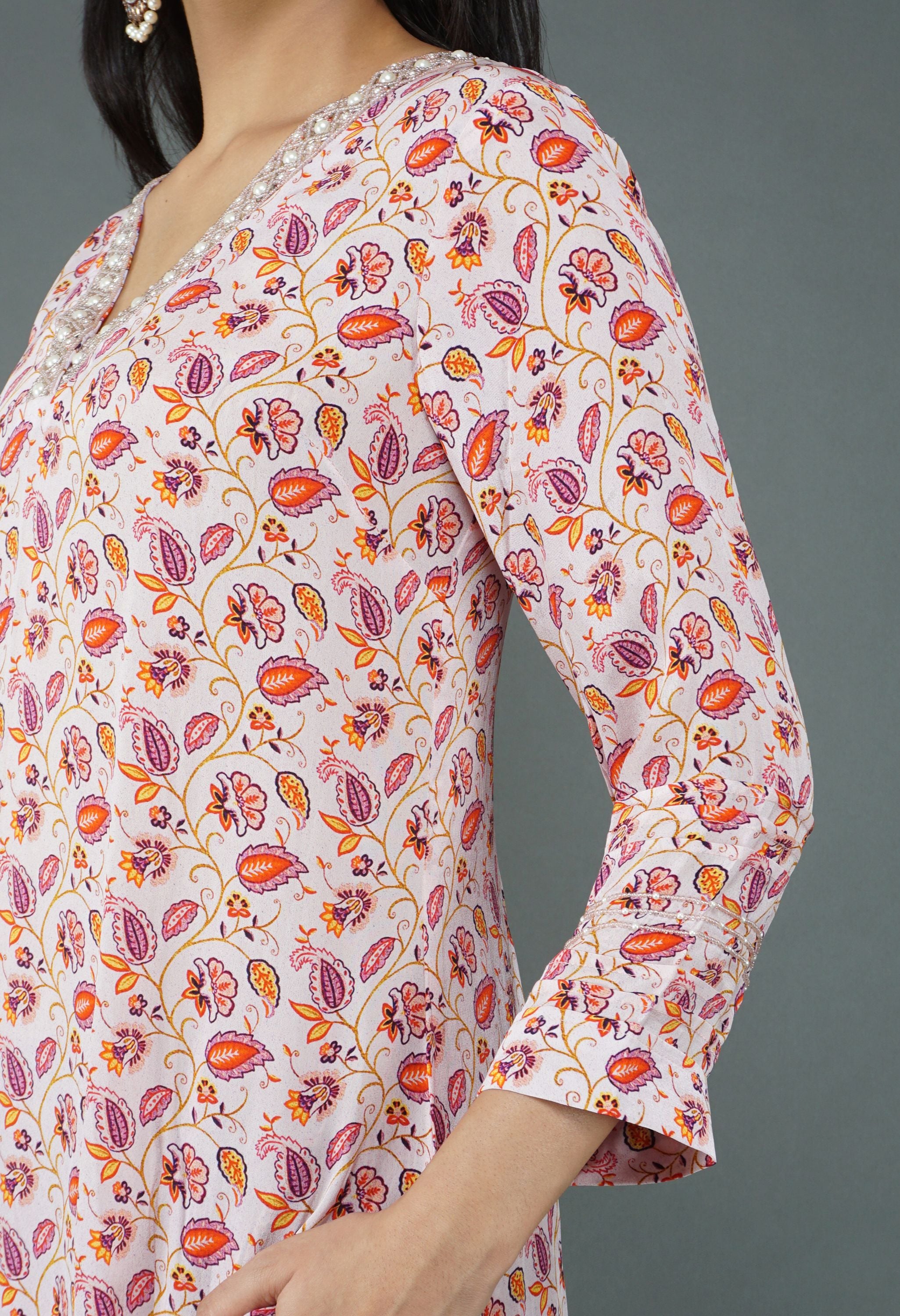 Soft Pink Print Kurta Set | Print Kurta Set for Women