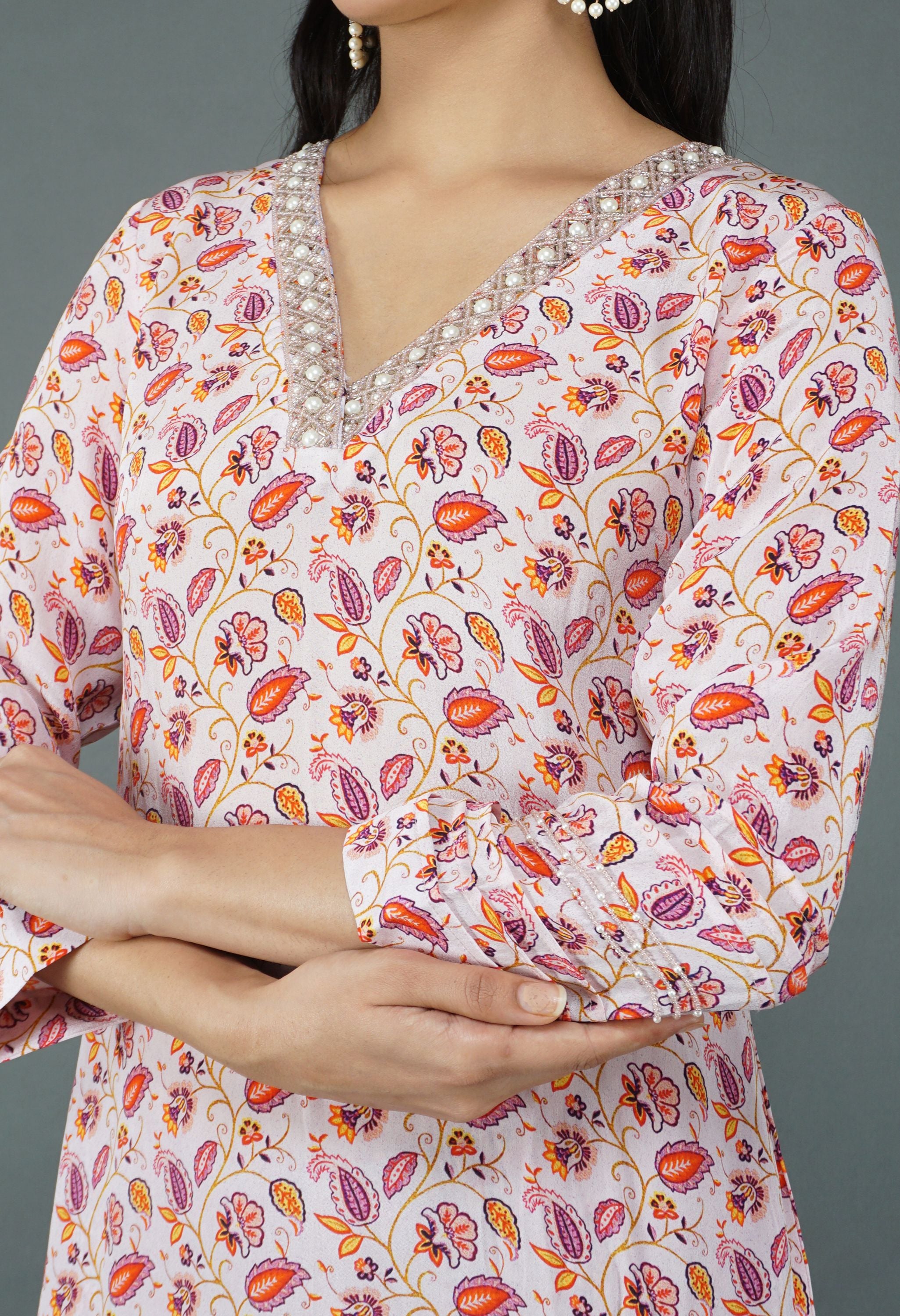 Soft Pink Print Kurta Set | Print Kurta Set for Women