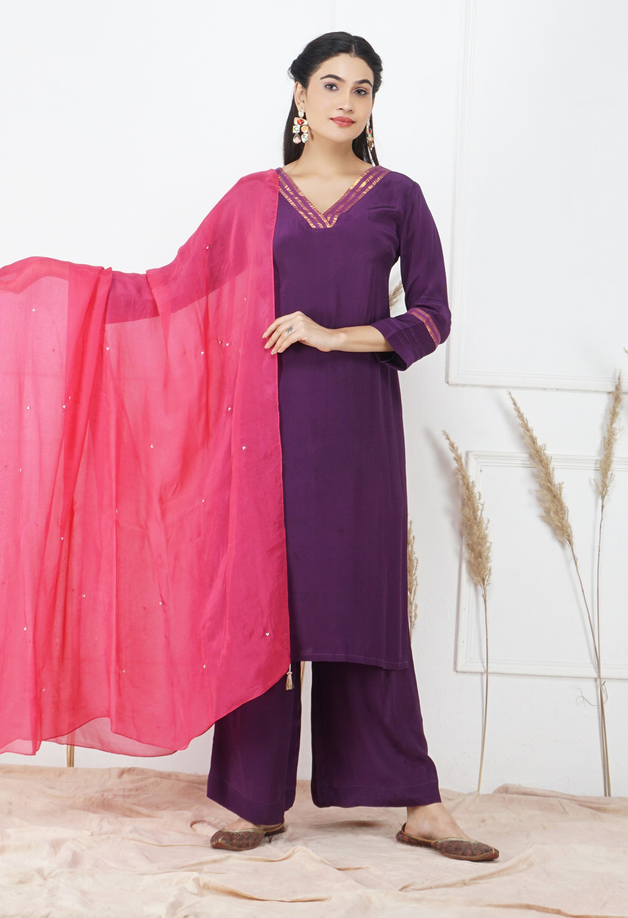 Jamuni Dupatta Set | Purple Womens Ethnic Sets