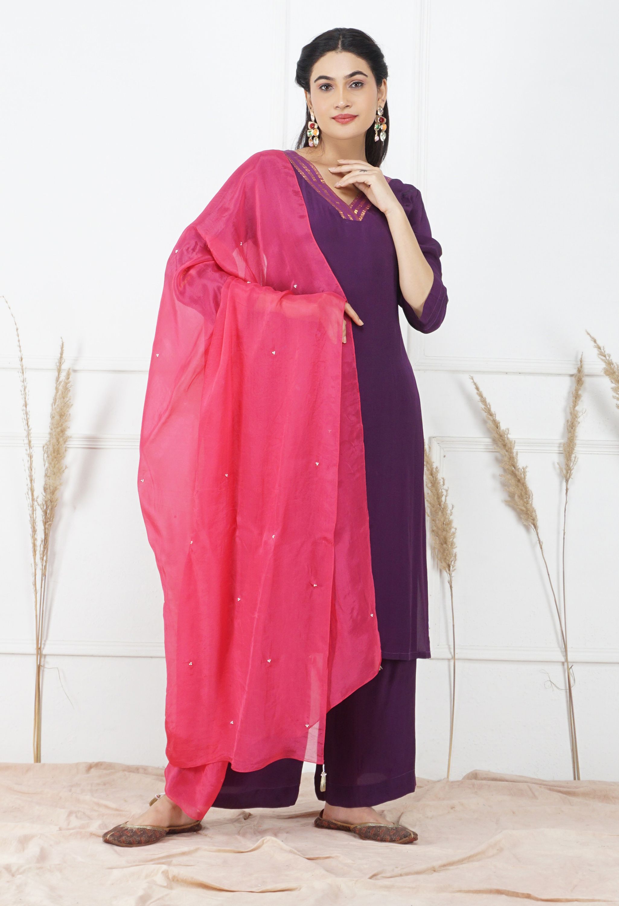 Jamuni Dupatta Set | Purple Womens Ethnic Sets