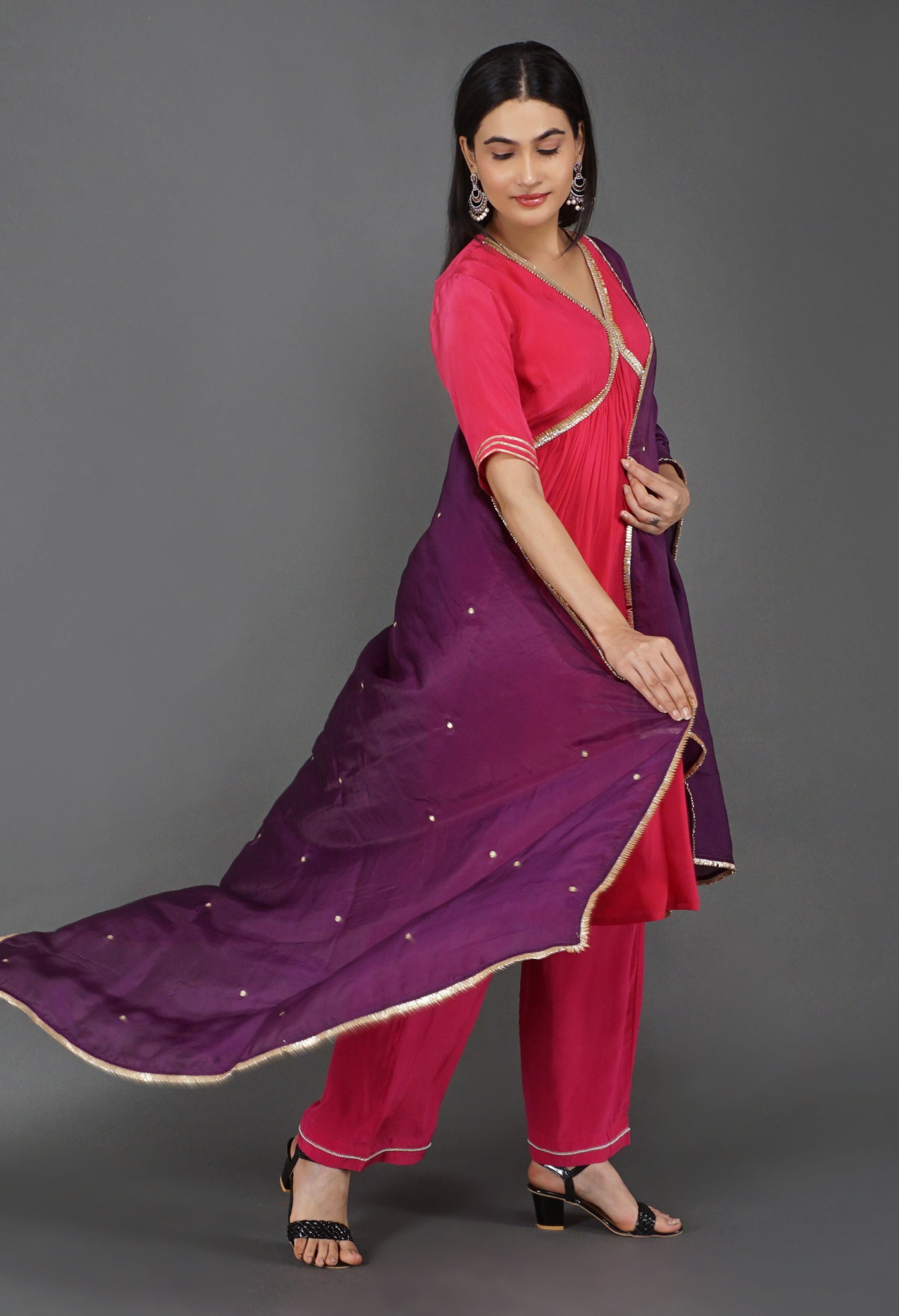 Zari Crepe Dupatta Set | Zari Kurtas Sets For Women