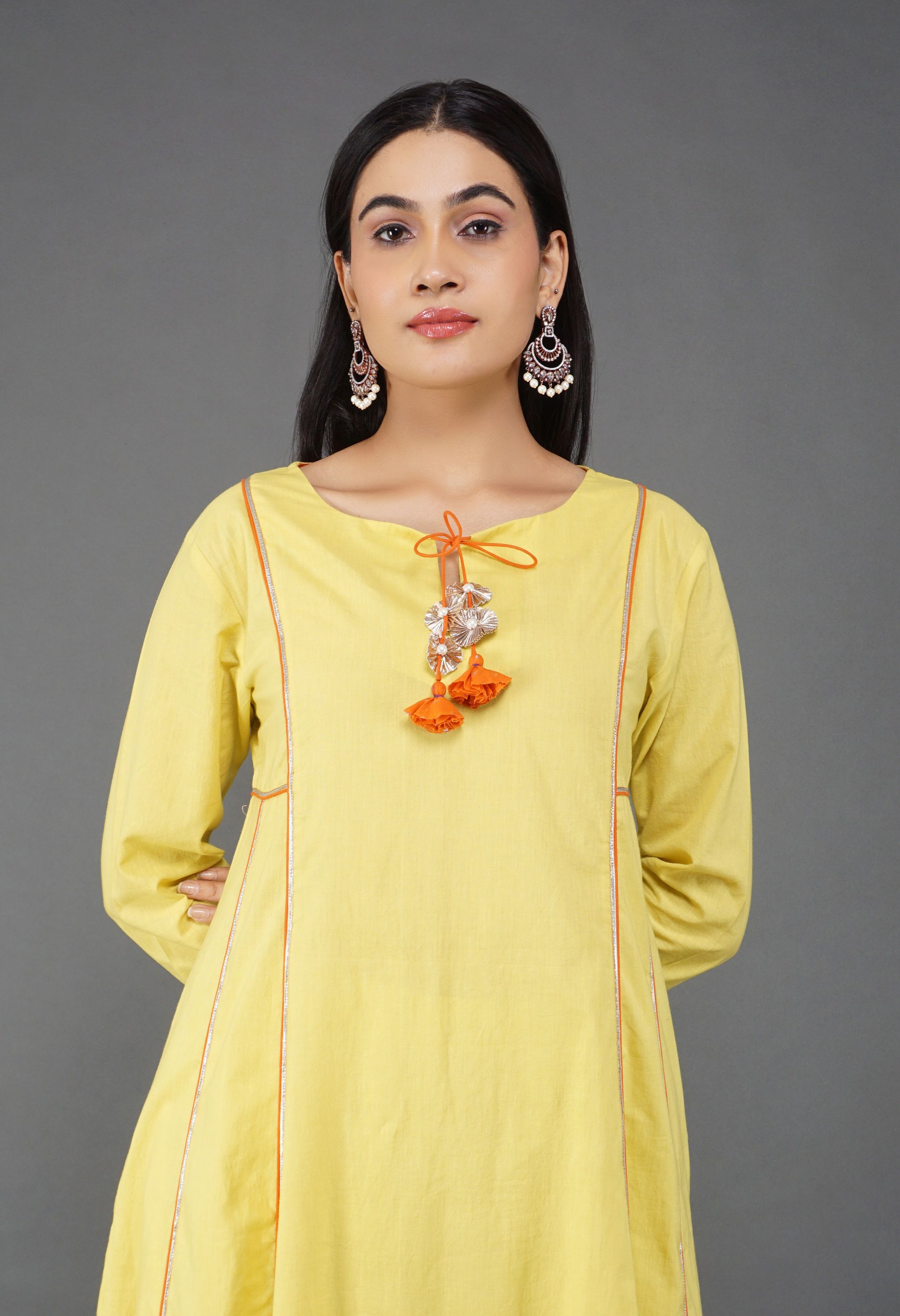Lime Yellow Cotton Kurta Set | Yellow Kurta Set for Women