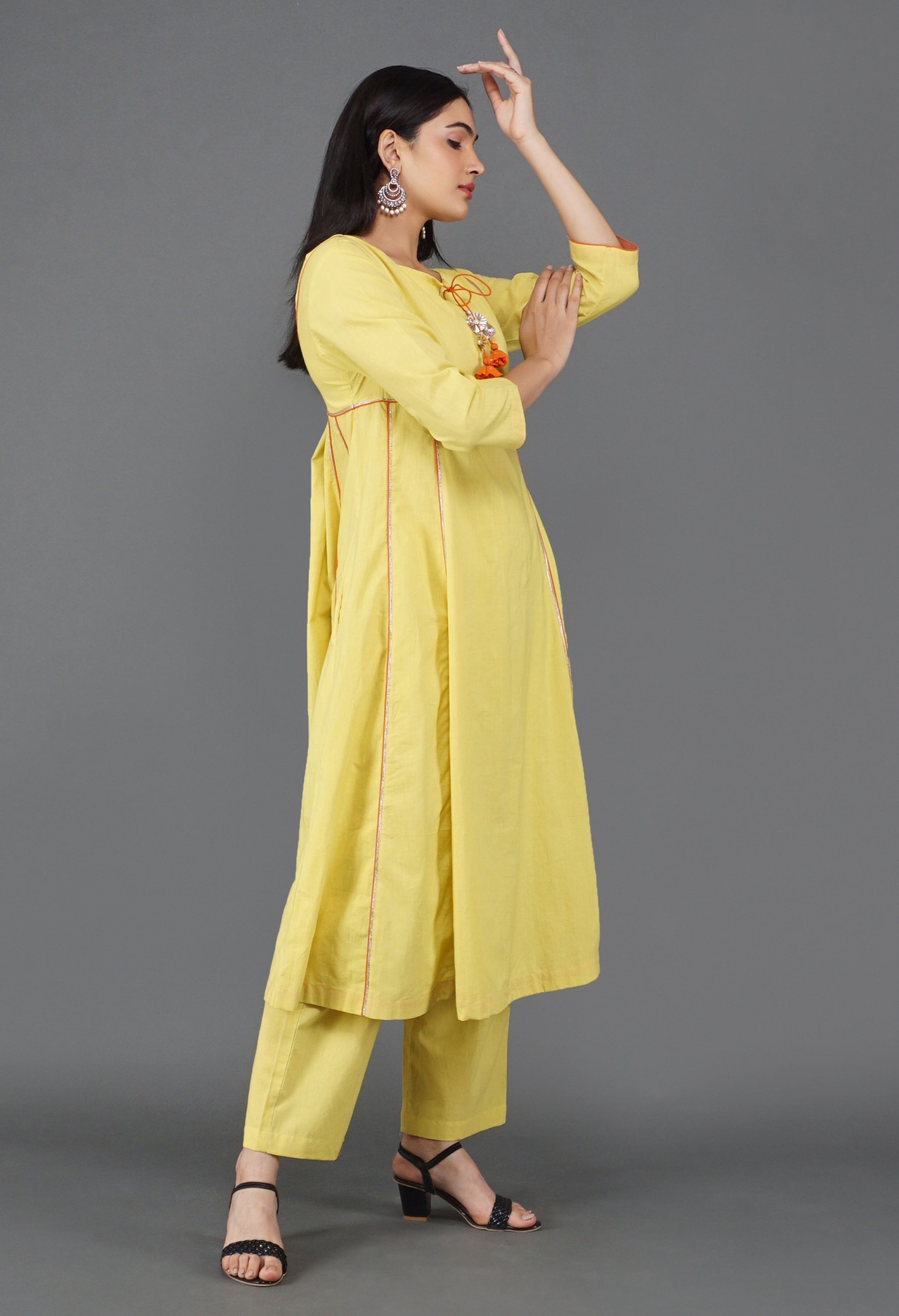 Lime Yellow Cotton Kurta Set | Yellow Kurta Set for Women