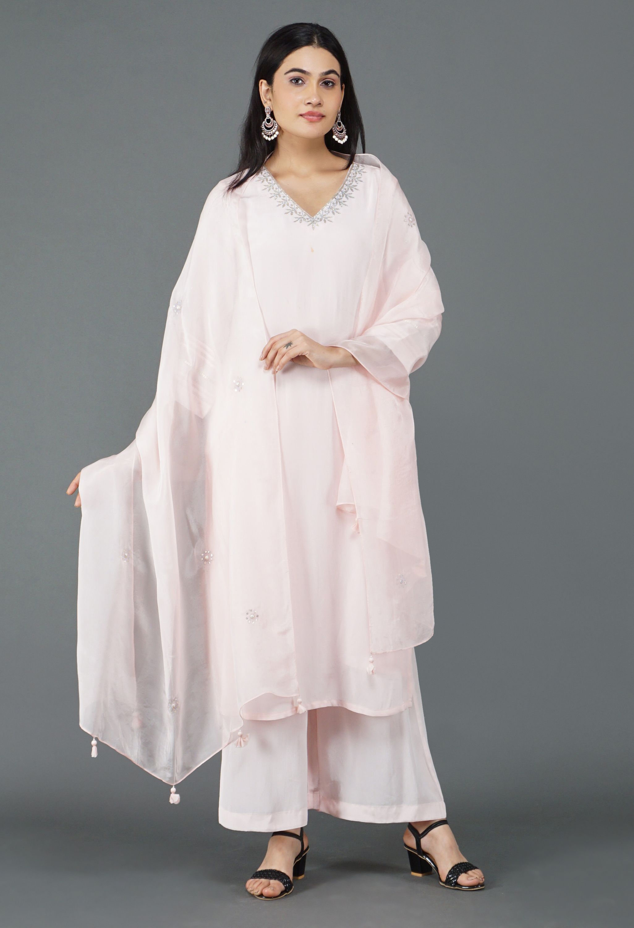 Soft Pink Dupatta Set | Pink Dupatta Kurtas Sets