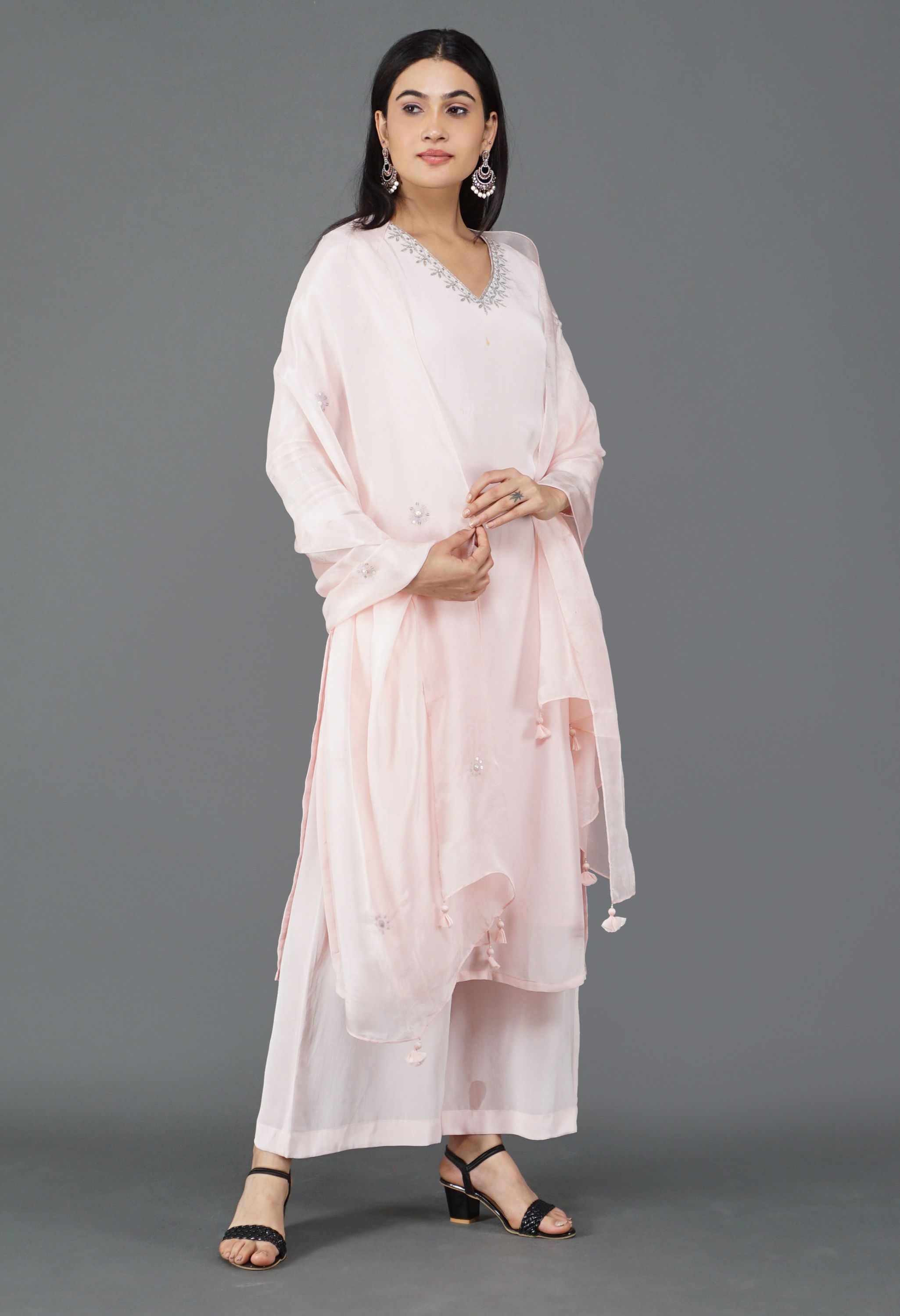 Soft Pink Dupatta Set | Pink Dupatta Kurtas Sets