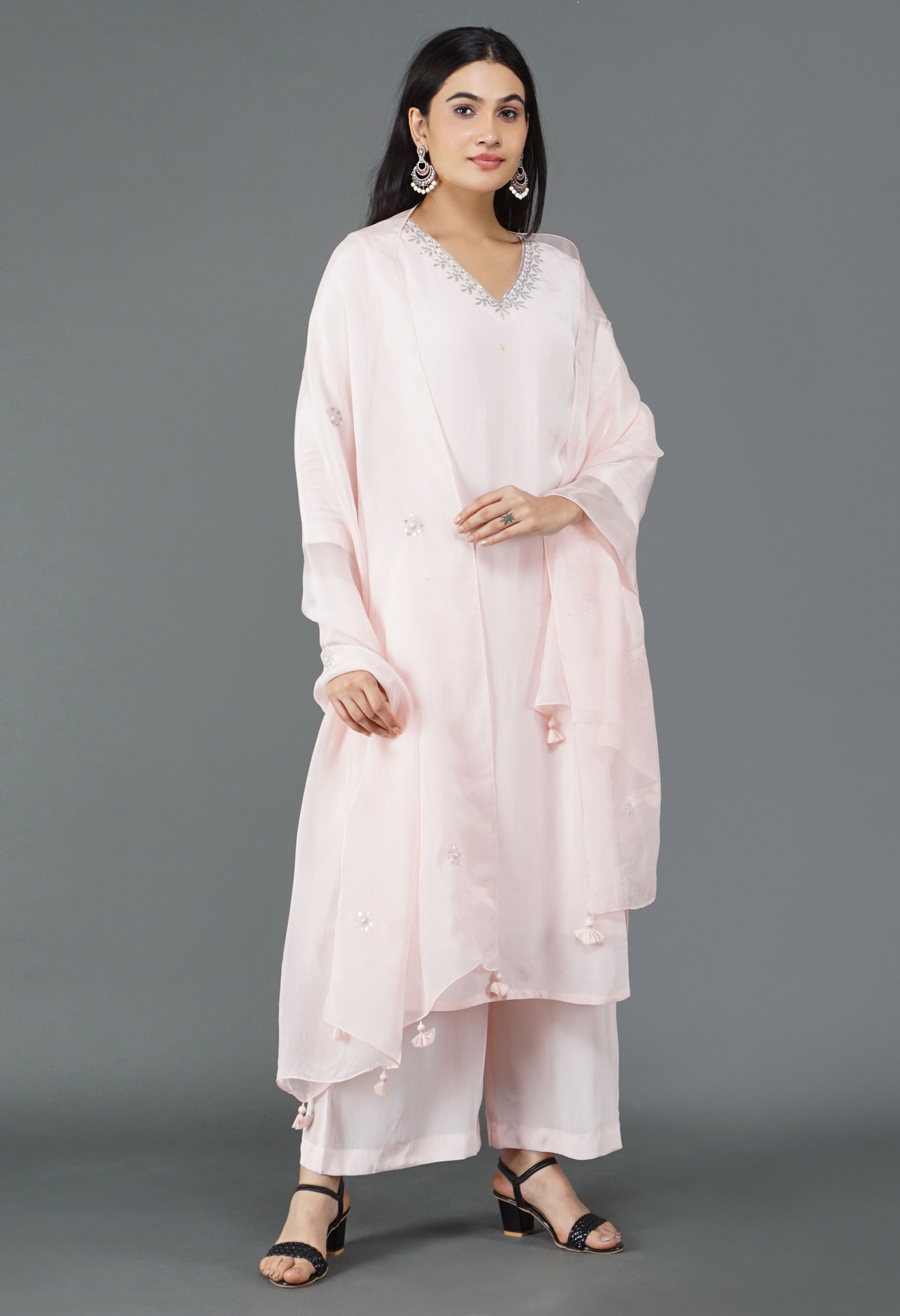 Soft Pink Dupatta Set | Pink Dupatta Kurtas Sets