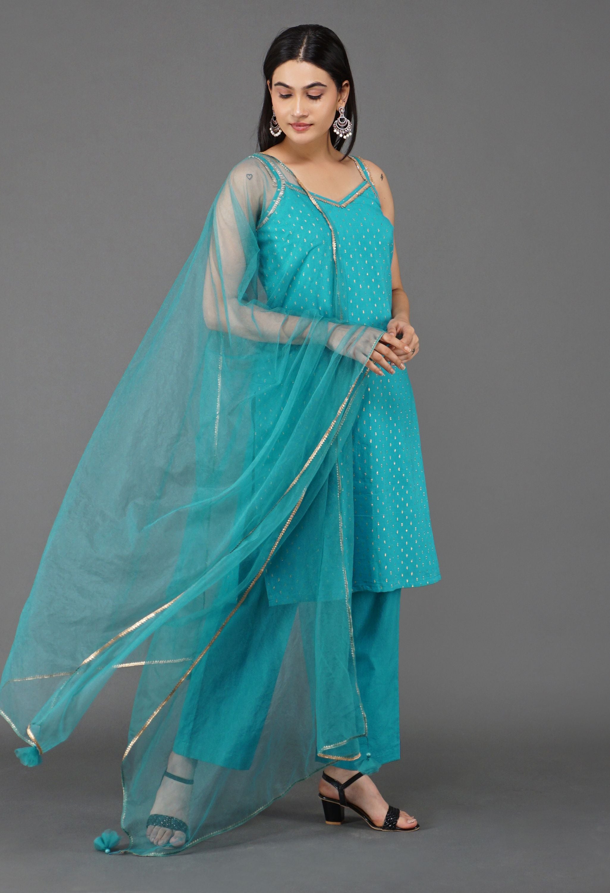 aqua-blue-dupatta-set