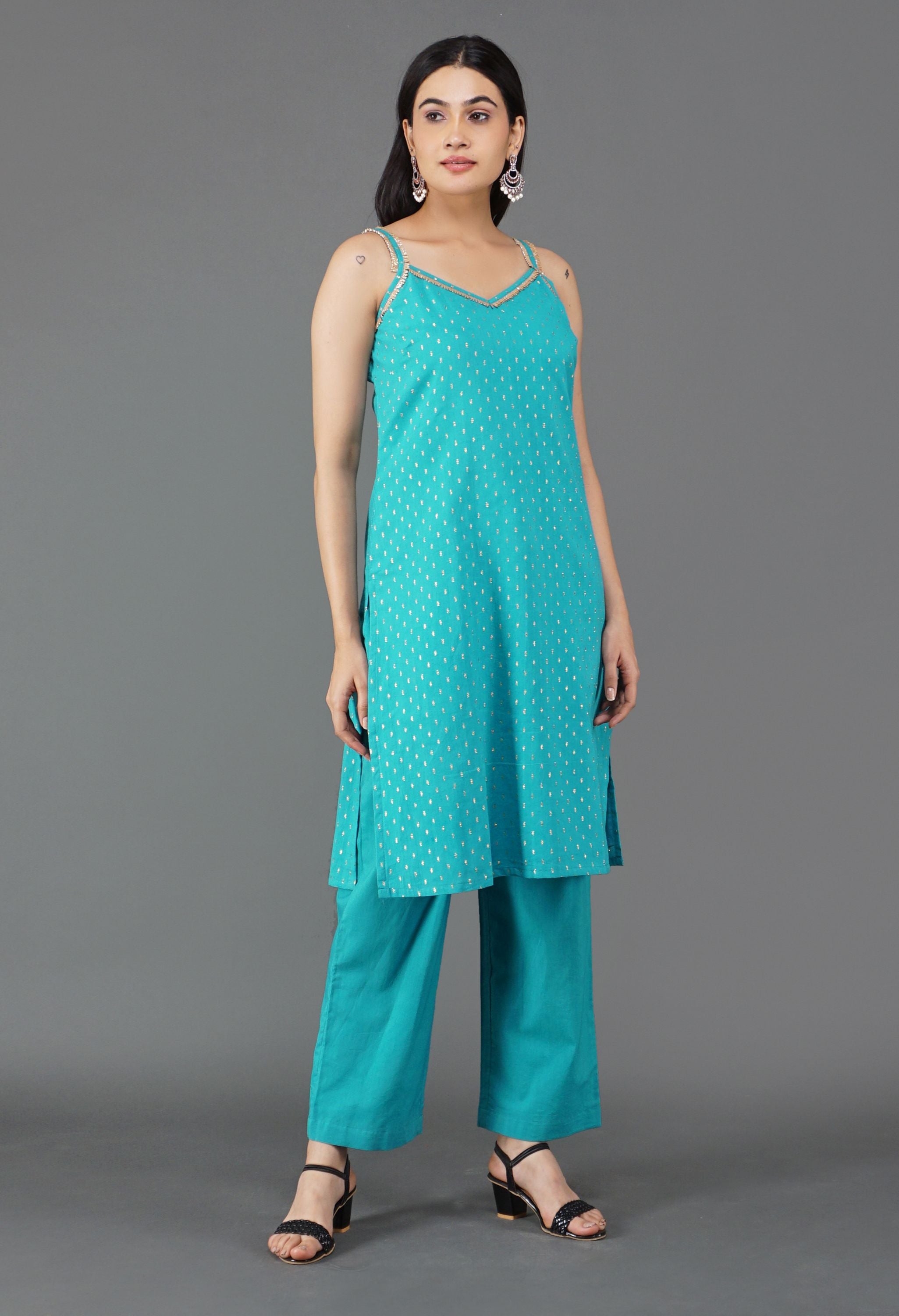 Cotton Lurex Kurta Set | Cotton Lurex Kurta Set