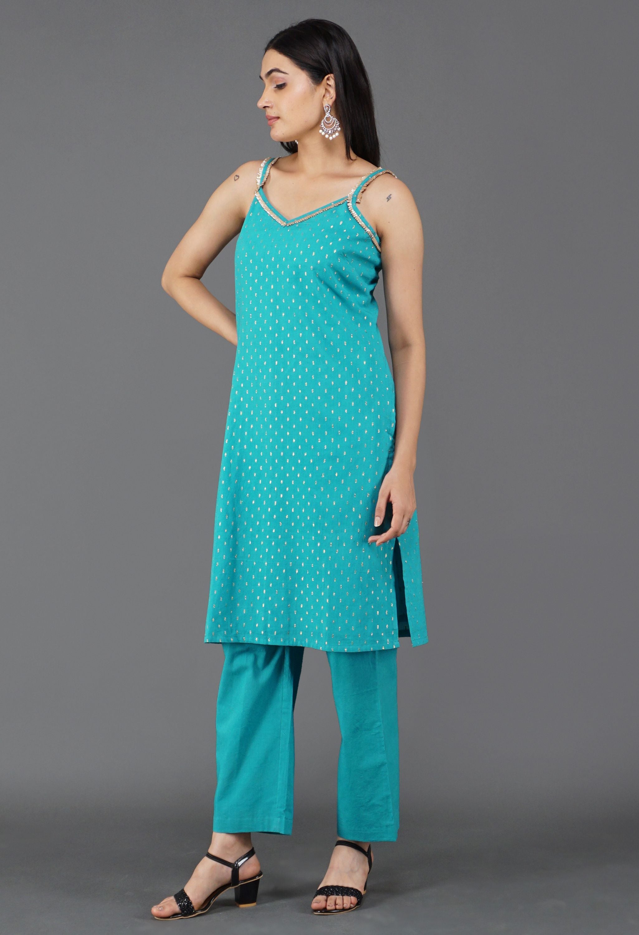 Cotton Lurex Kurta Set | Cotton Lurex Kurta Set