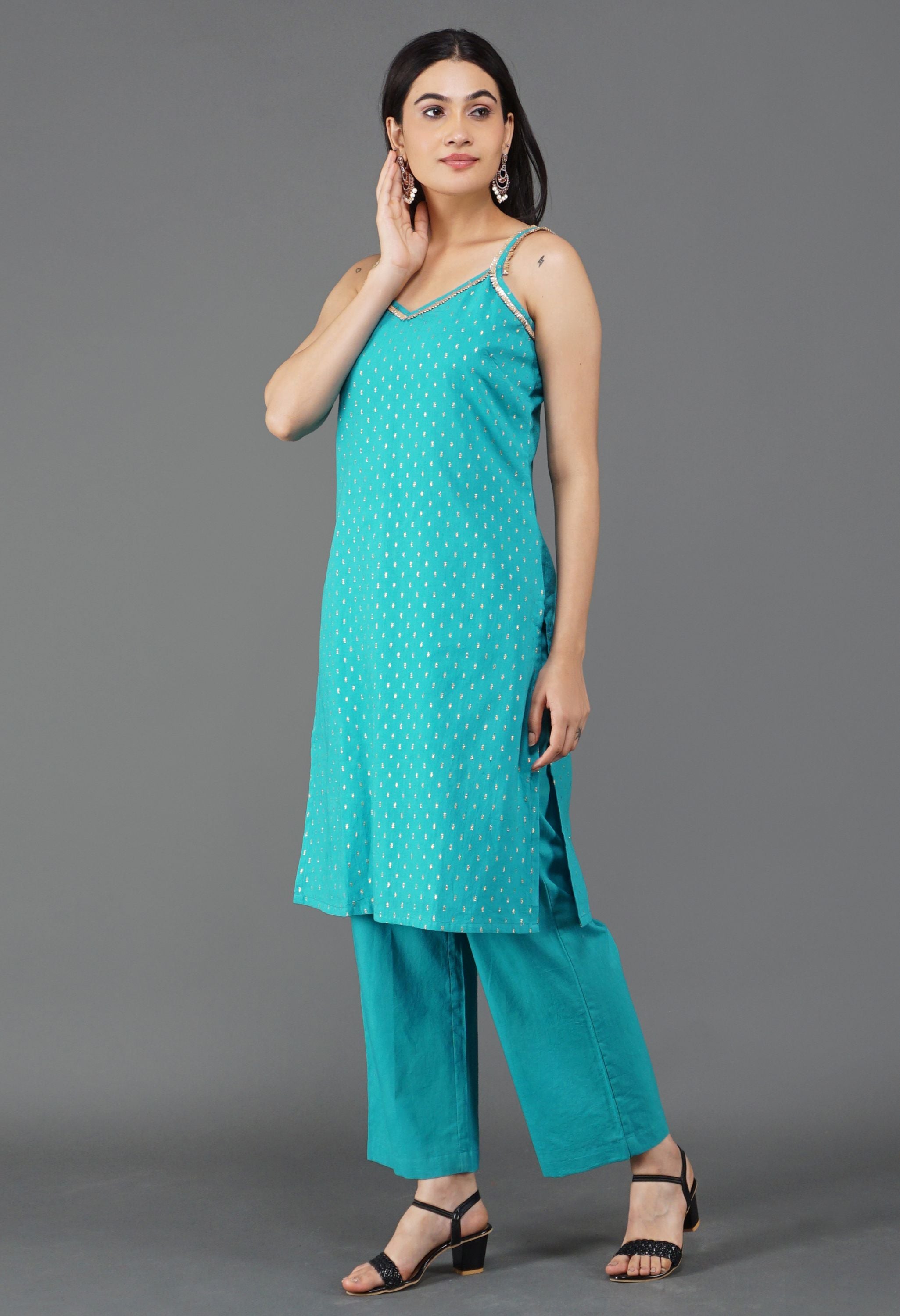 Cotton Lurex Kurta Set | Cotton Lurex Kurta Set