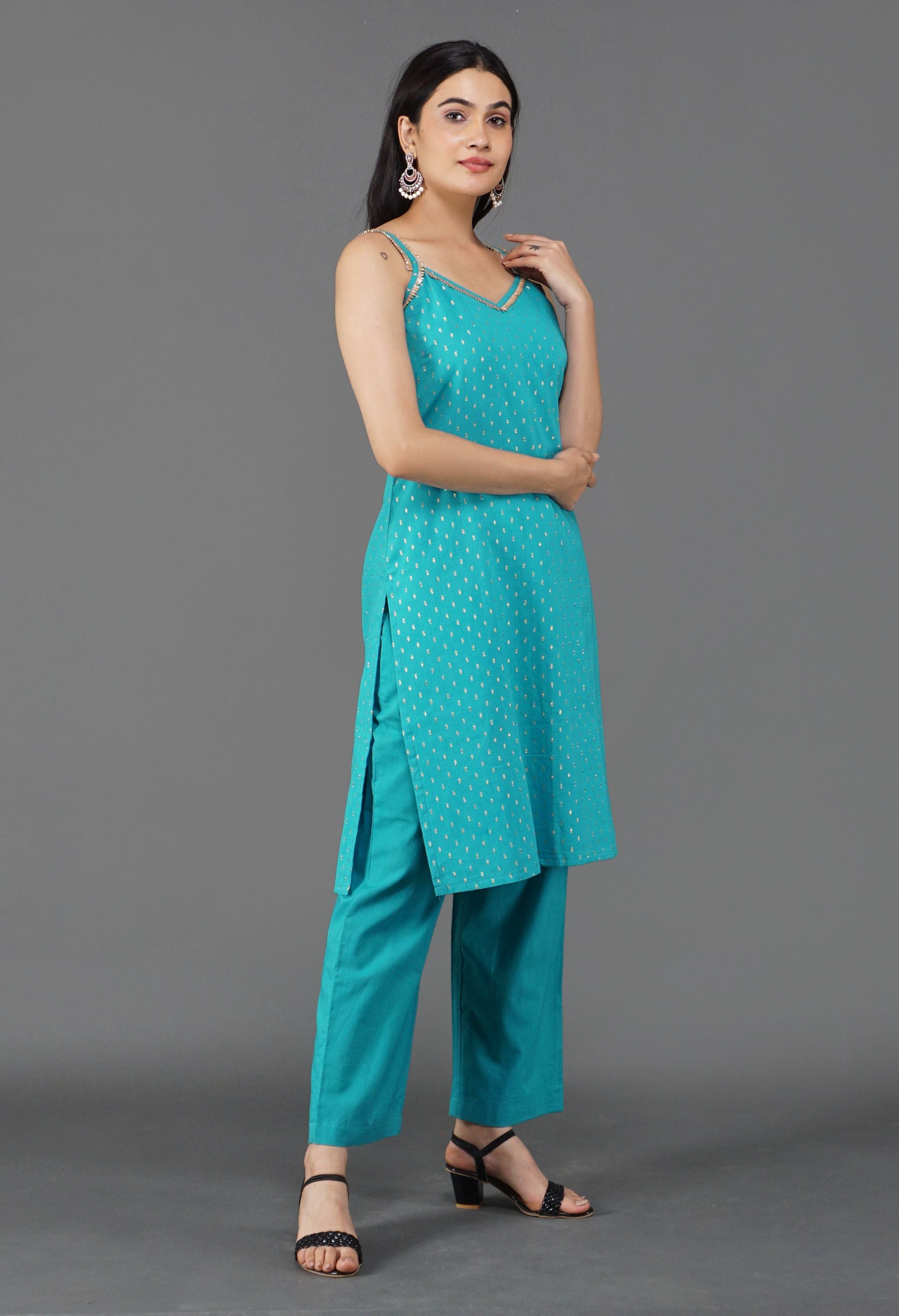 cotton-lurex-kurta-set