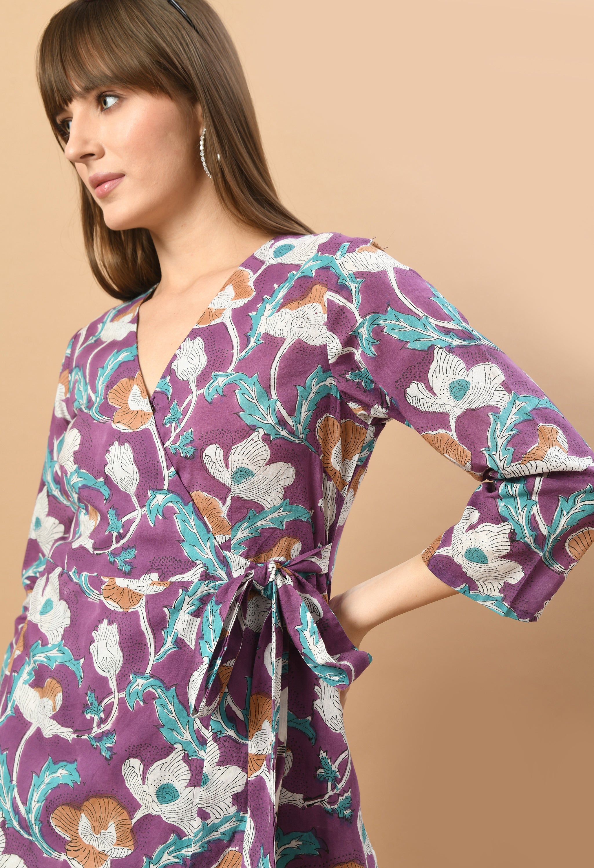 angrakha-hand block-cotton-dress