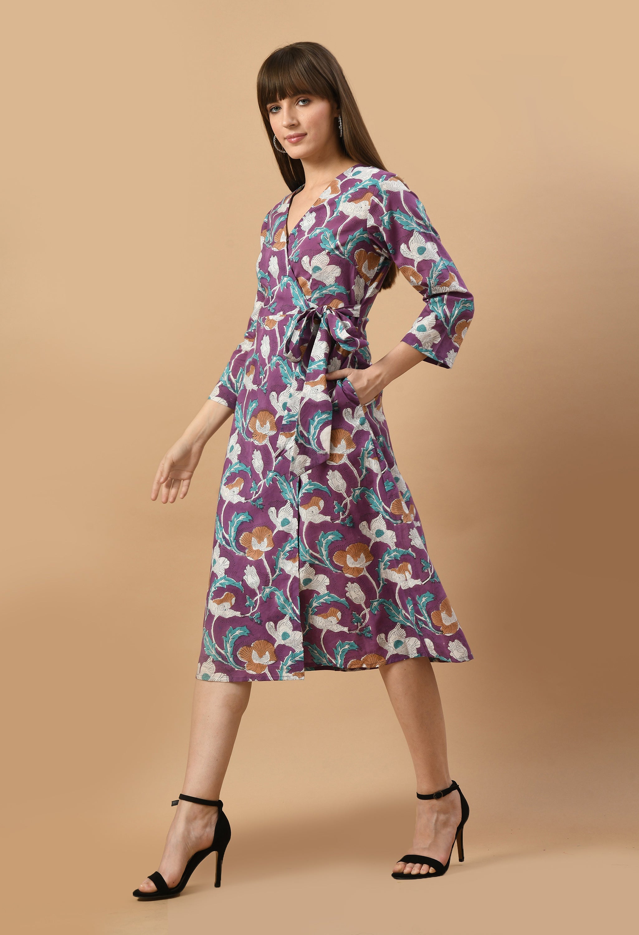 angrakha-hand block-cotton-dress