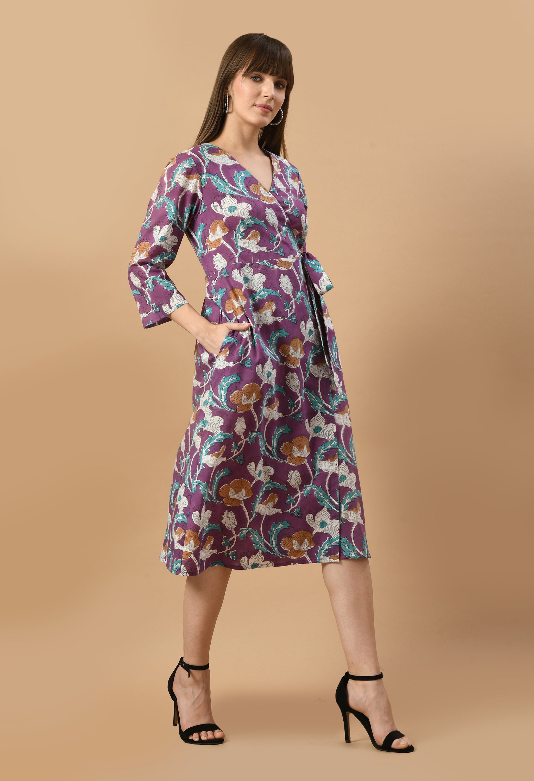 angrakha-hand block-cotton-dress