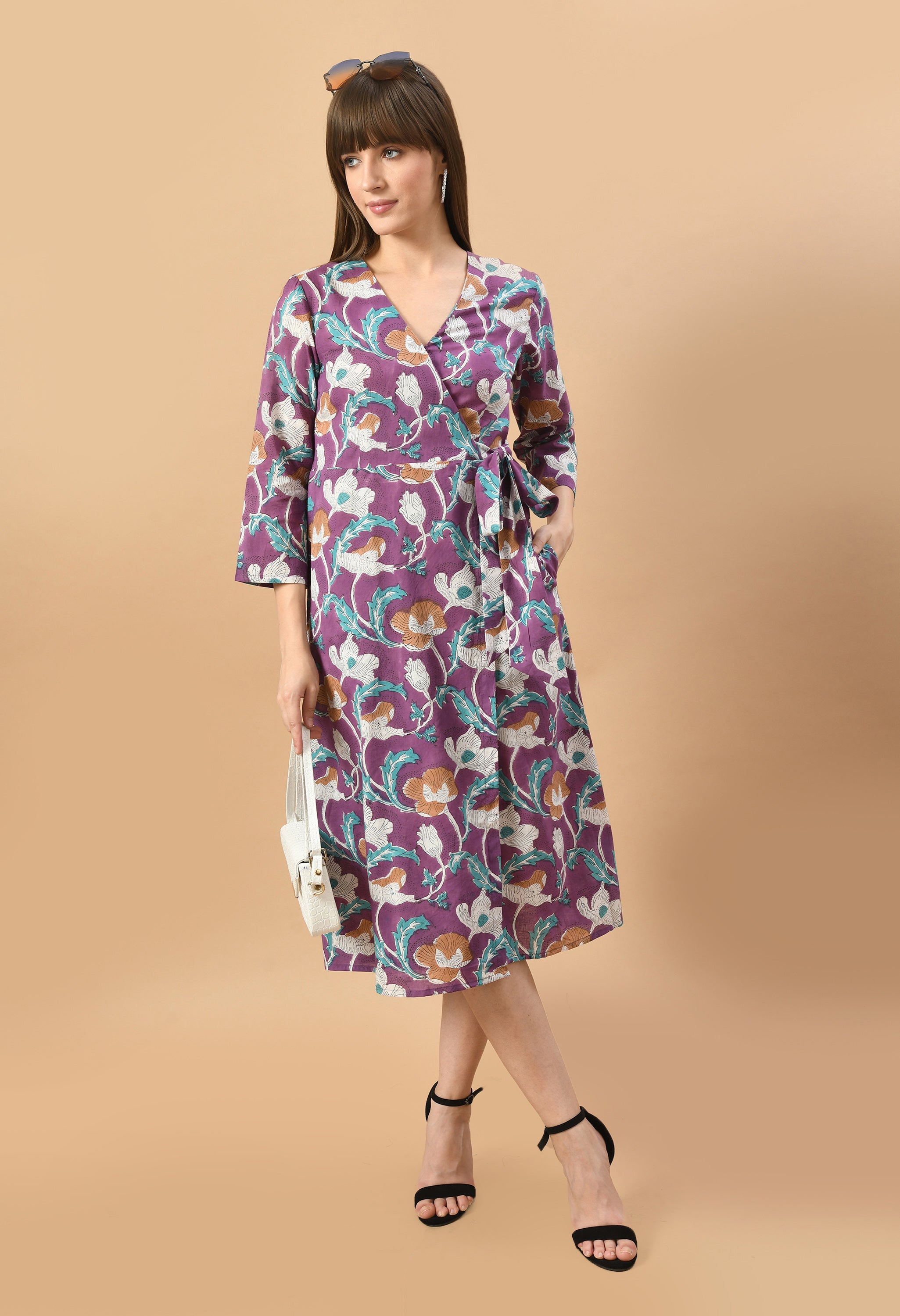 angrakha-hand block-cotton-dress