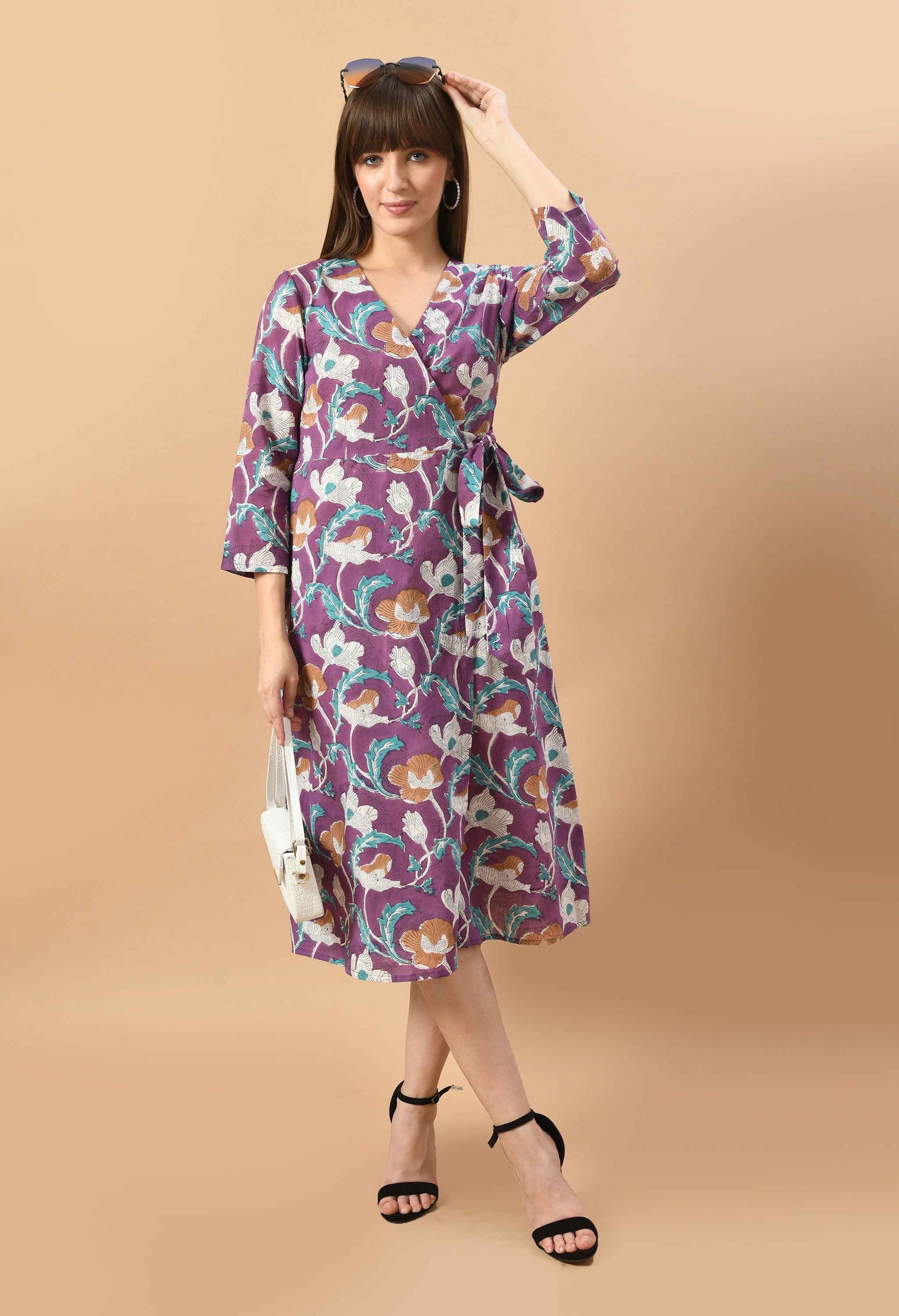 angrakha-hand block-cotton-dress