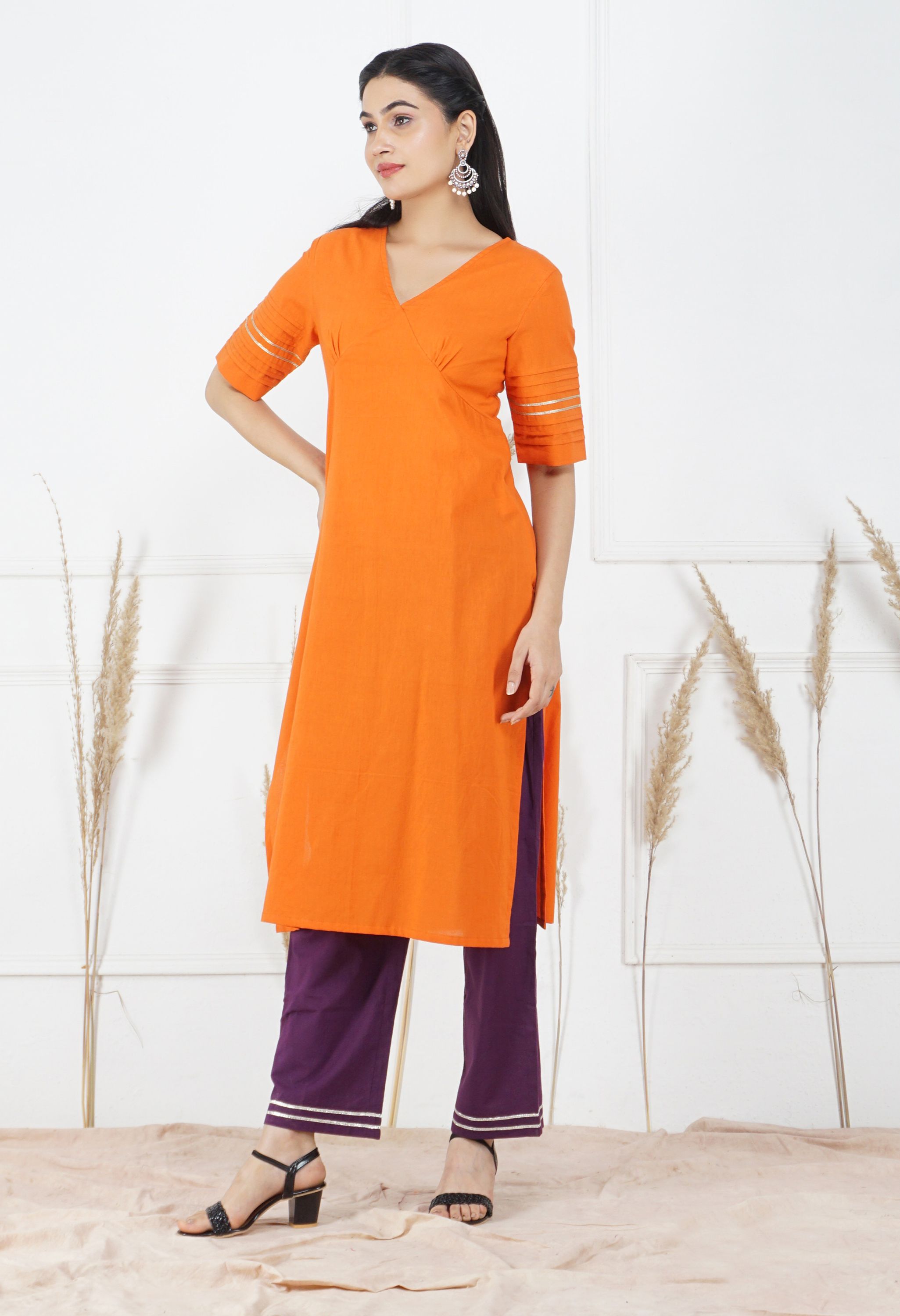 Narangi Dupatta Set | Orange Cotton Kurta Set