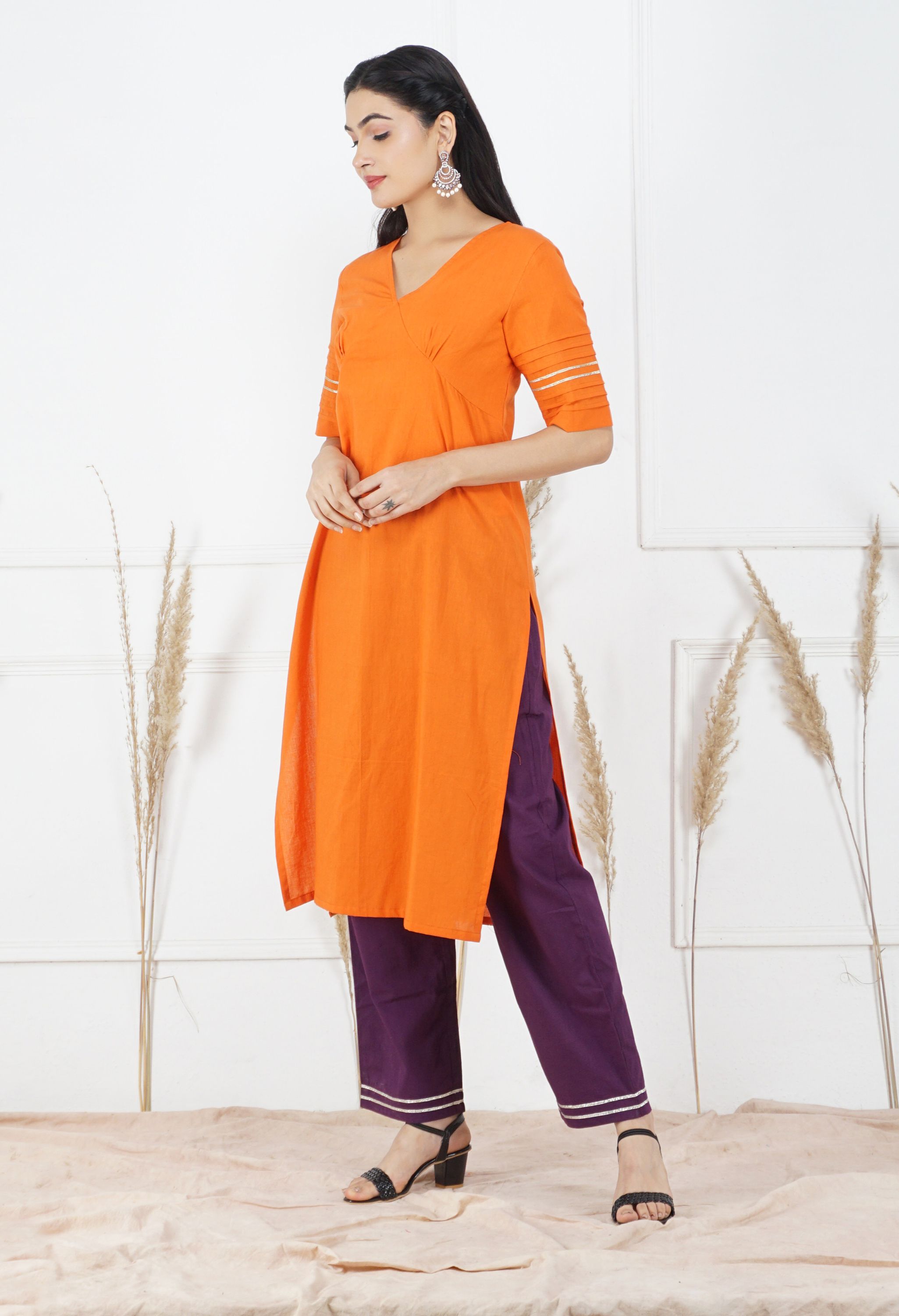 Narangi Dupatta Set | Orange Cotton Kurta Set