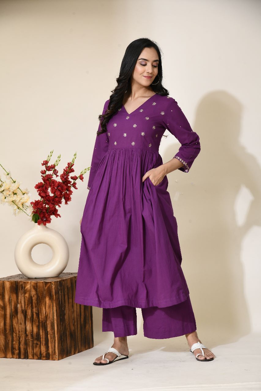 Subagya Purple Cotton Kurta | Trendy Purple Cotton Kurtas Online