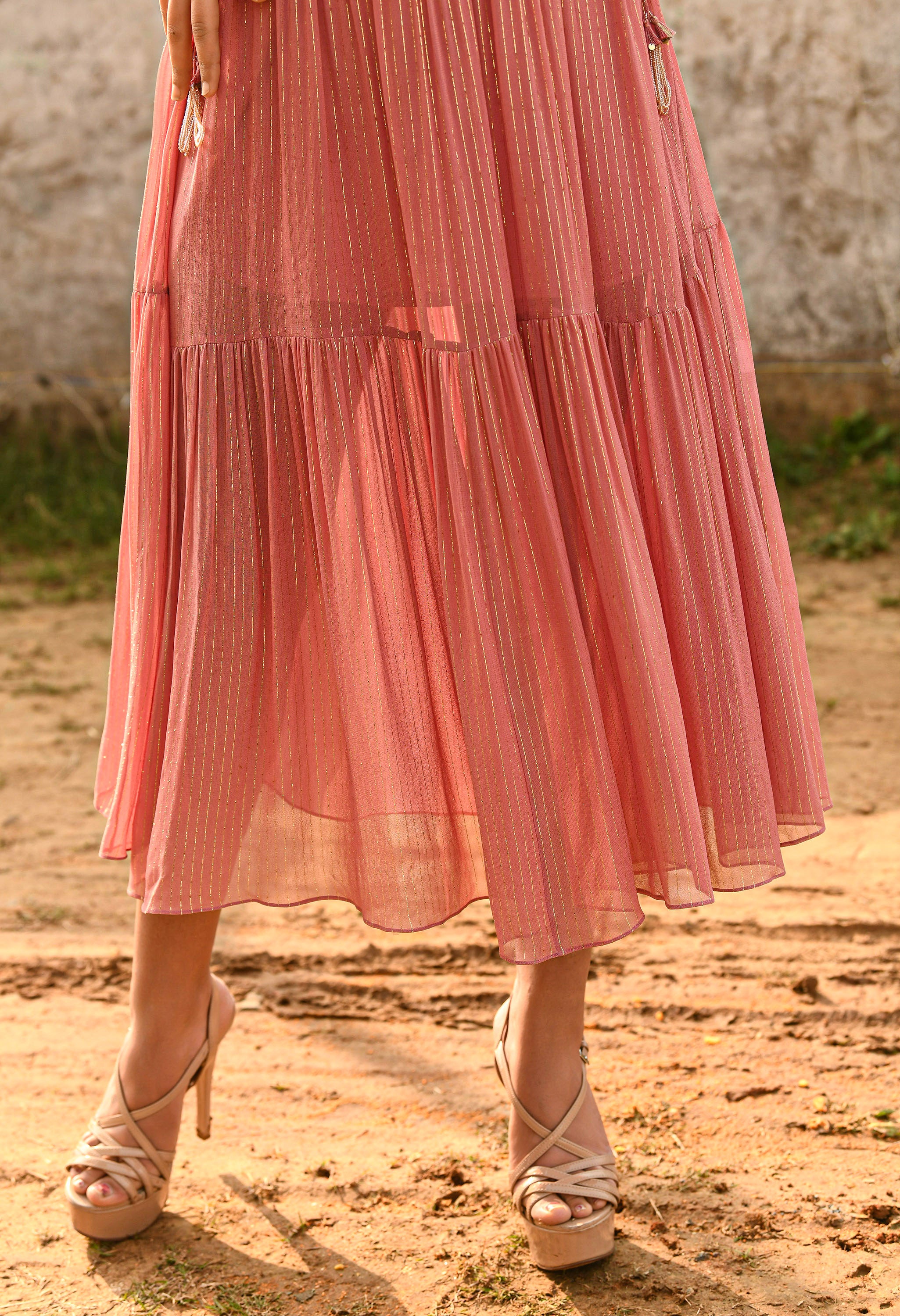 LUREX FLARED DRESS