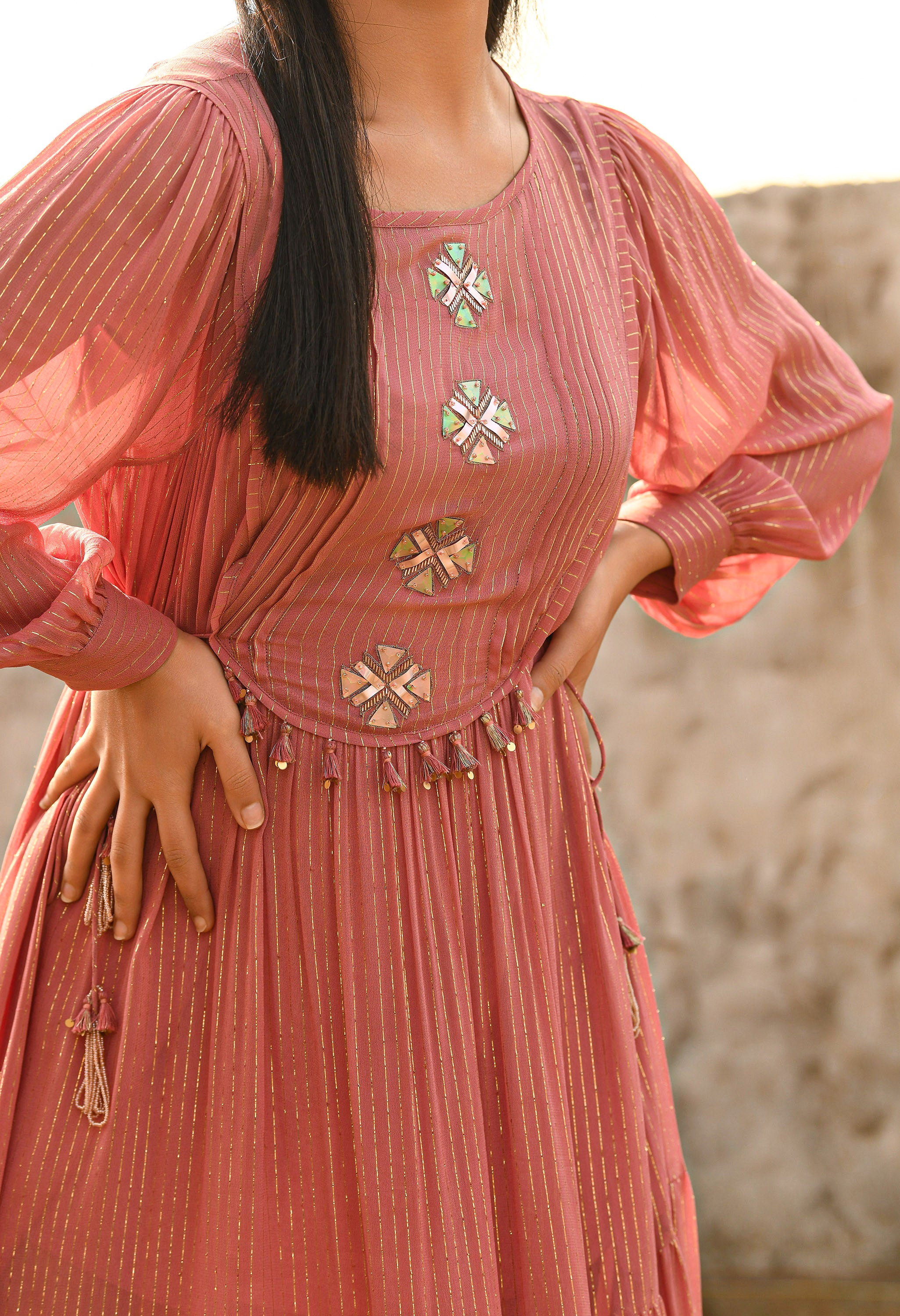 LUREX FLARED DRESS