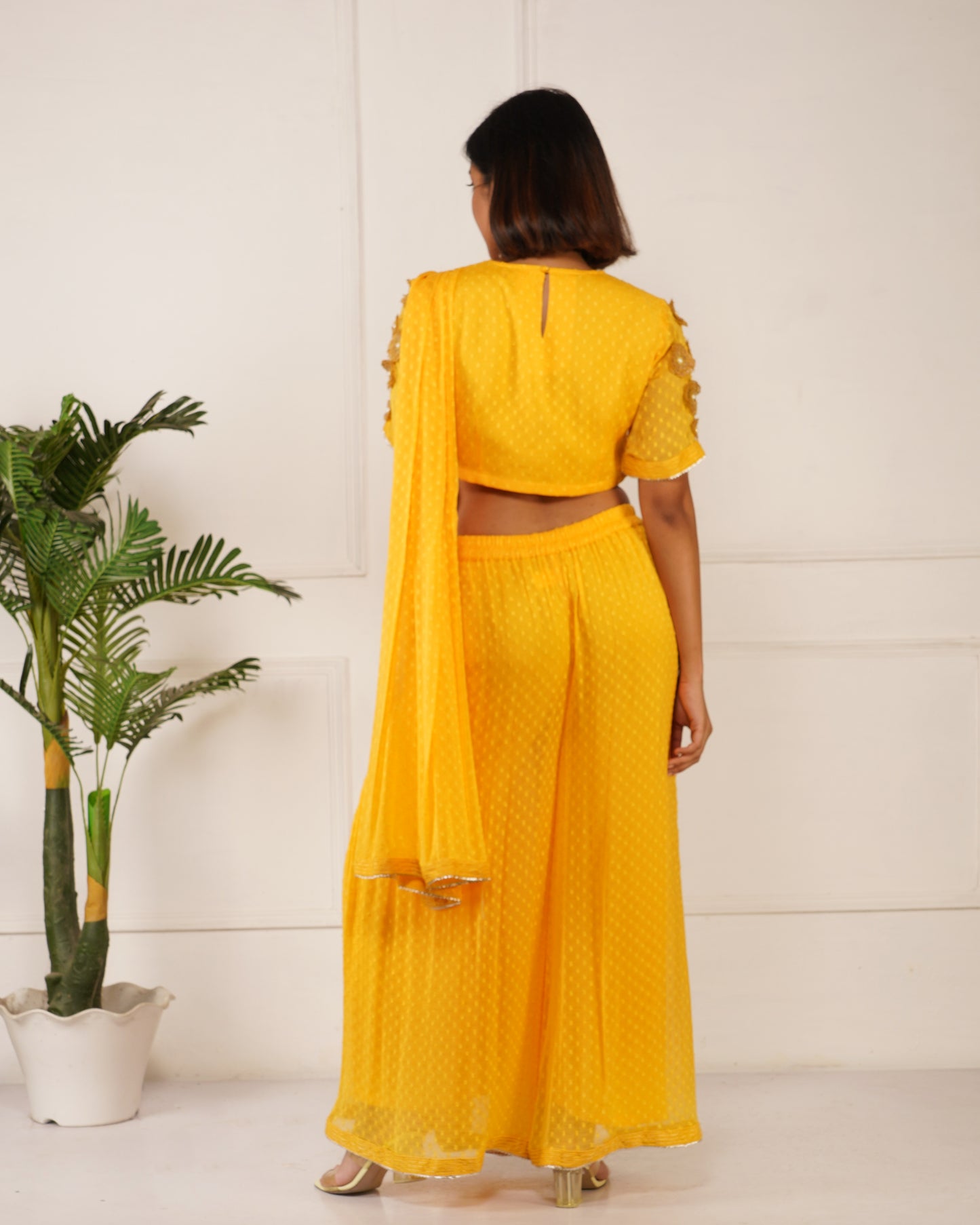 Raag Prestich Saree Set | Yellow Pre-Draped Sarees for Women