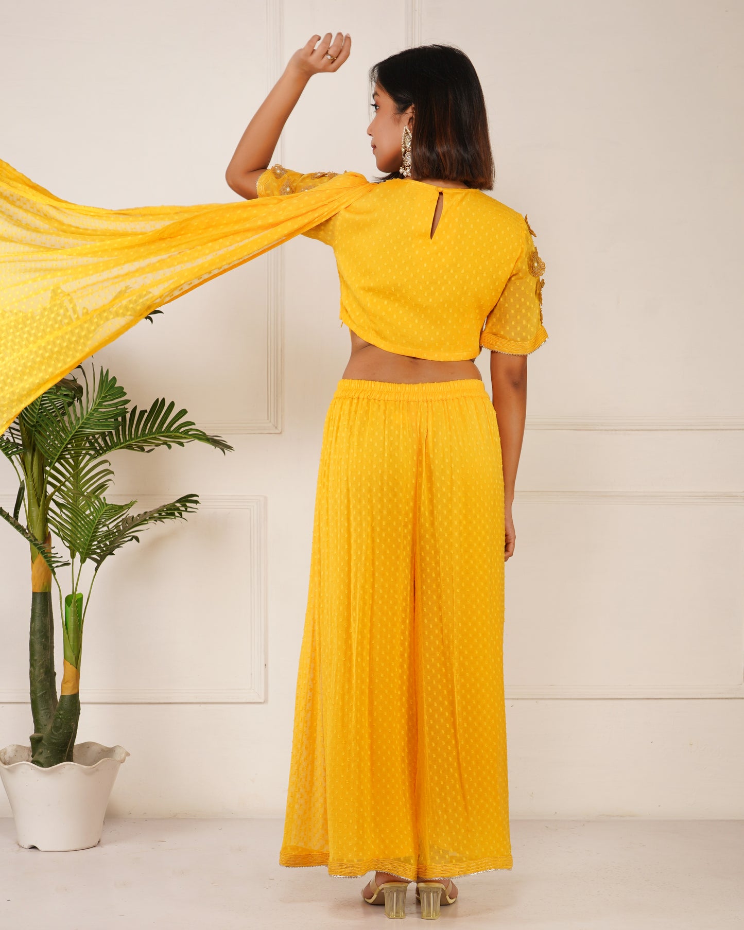 Raag Prestich Saree Set | Yellow Pre-Draped Sarees for Women