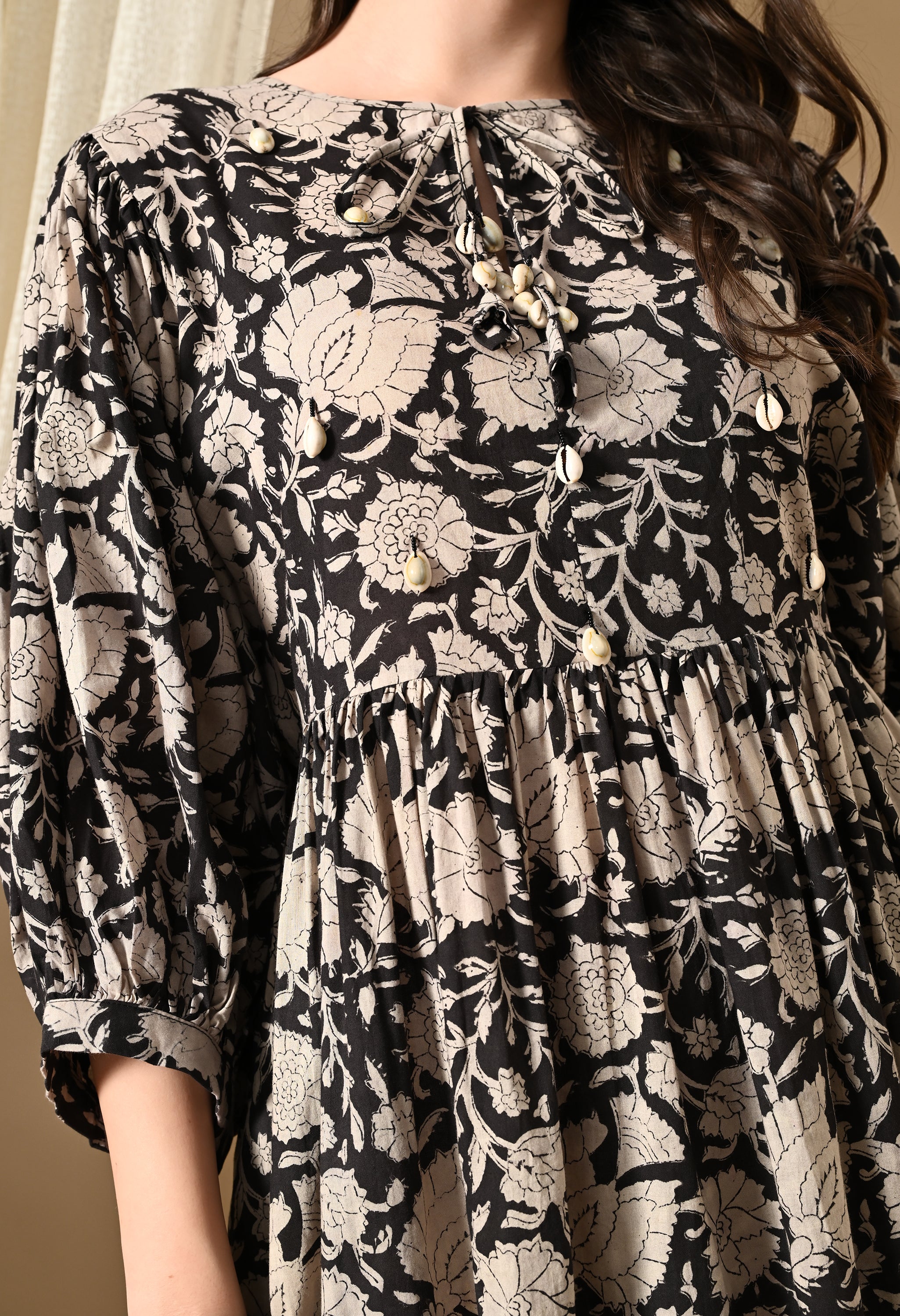 BLACK HANDBLOCK DRESS