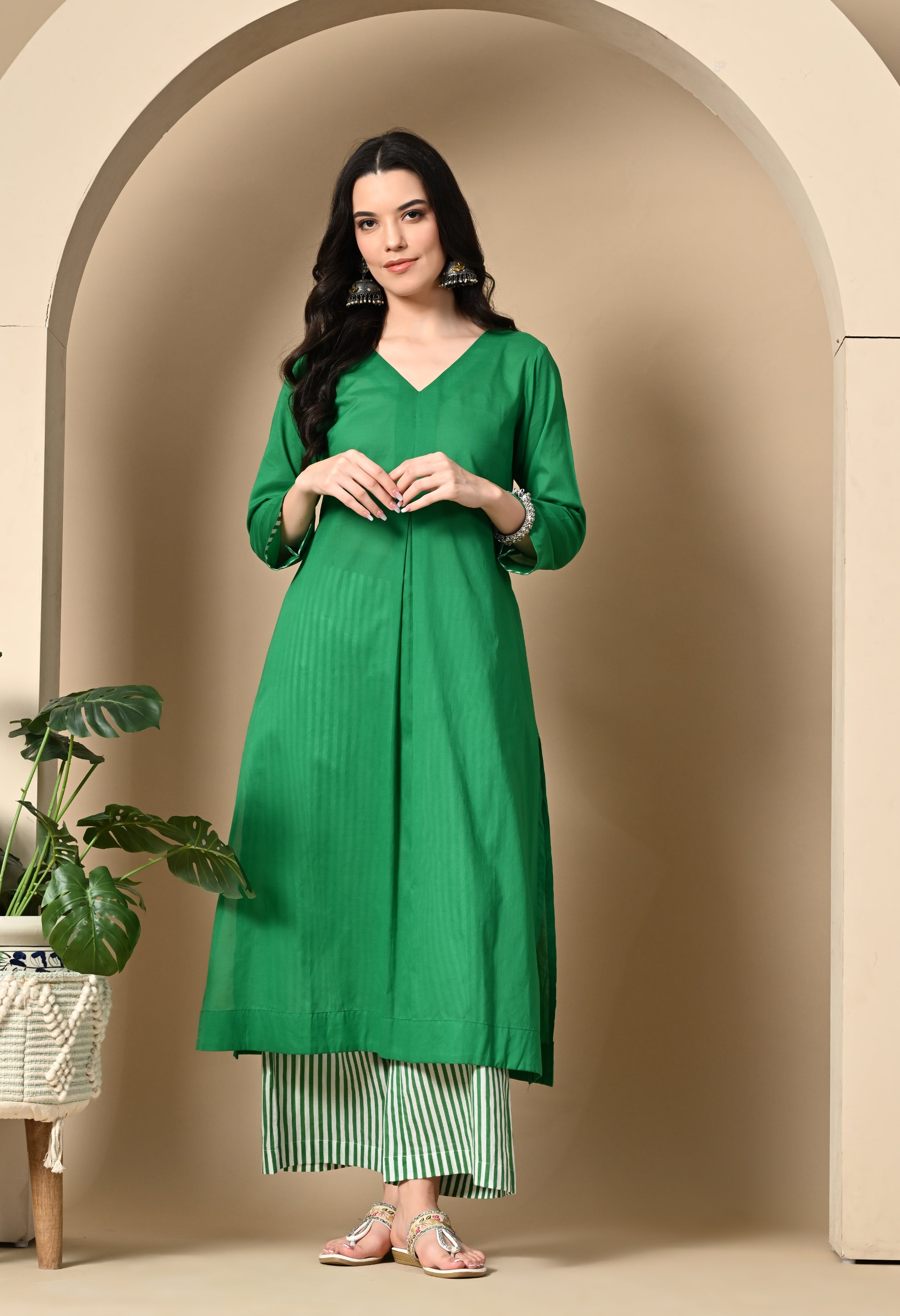 STRIPE BLOCK KURTA SET